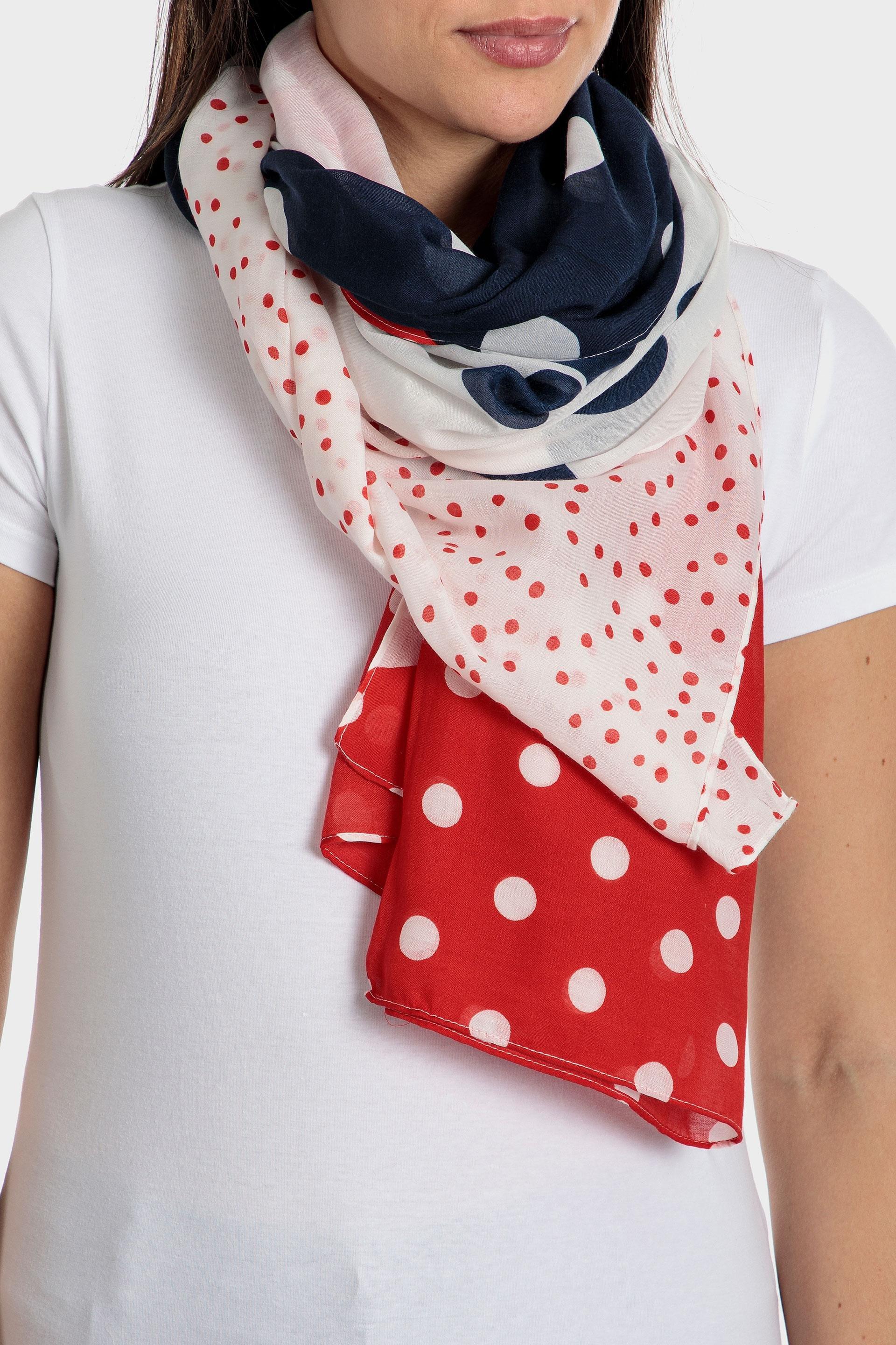 White Red Polka Dot Scarf, , large image number 0
