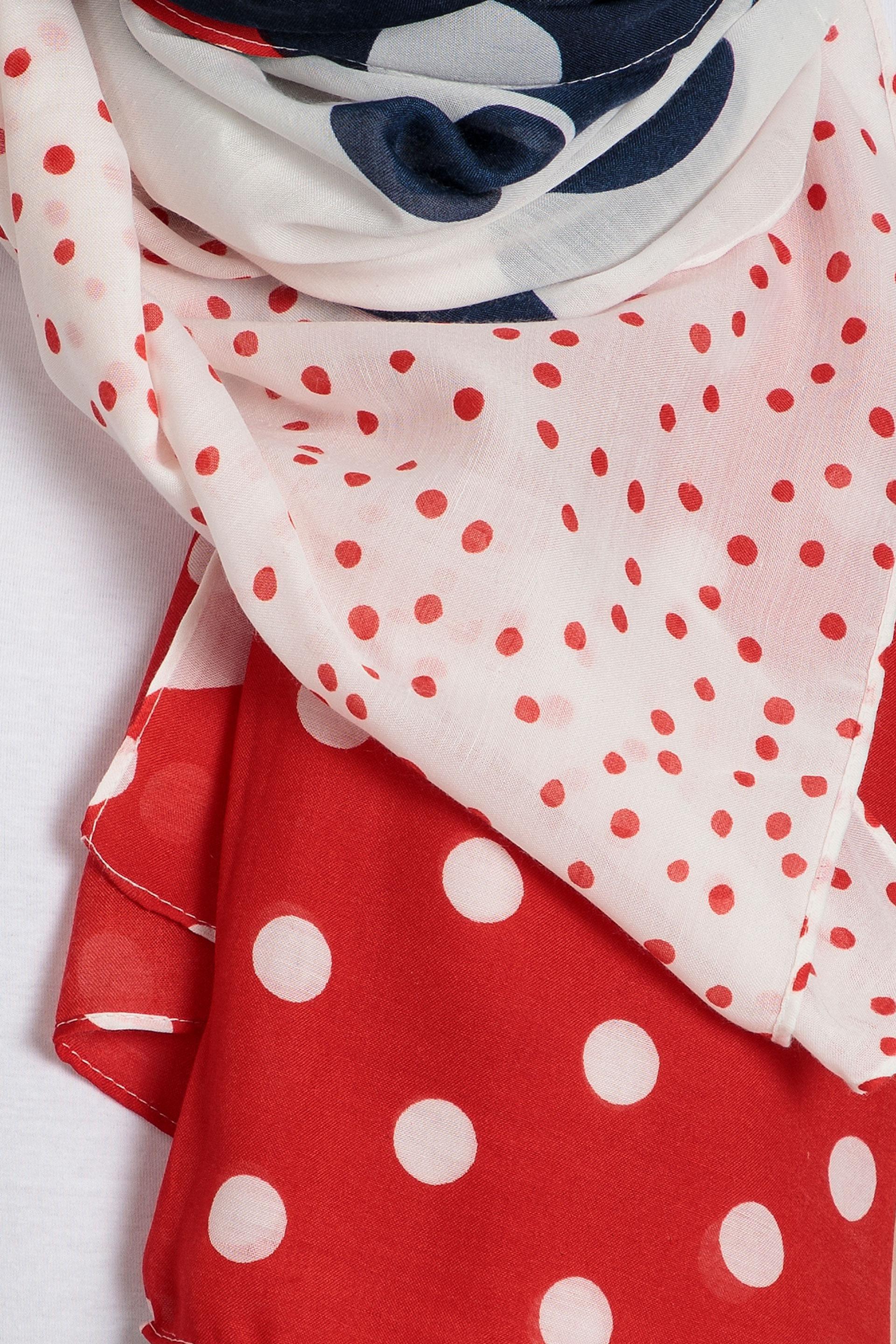 White Red Polka Dot Scarf, , large image number 1