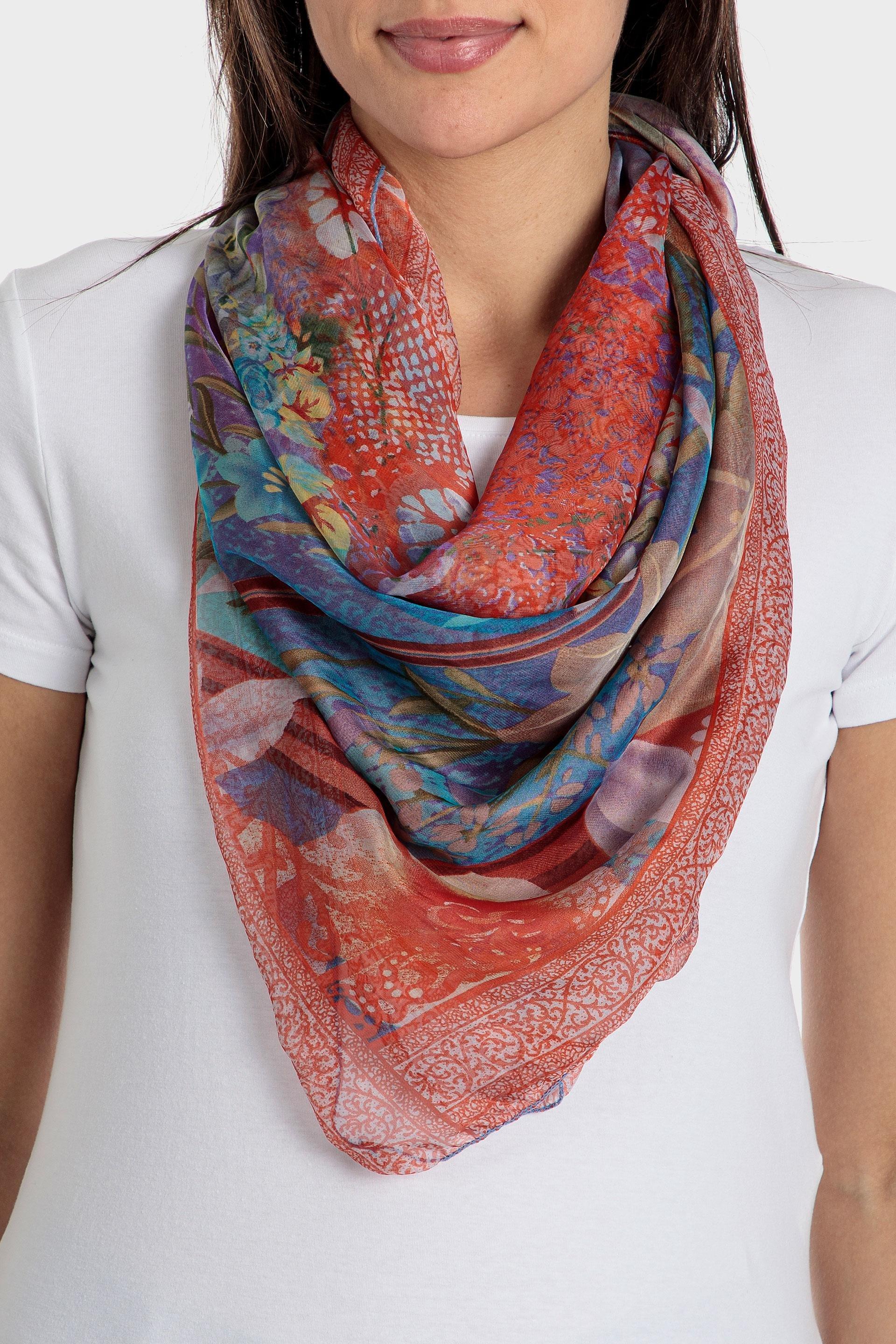 باشمينا فلورال متعددة الألوان برتقالية, , large image number 0