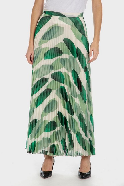 Punt Roma - Green Long Pleated Skirt