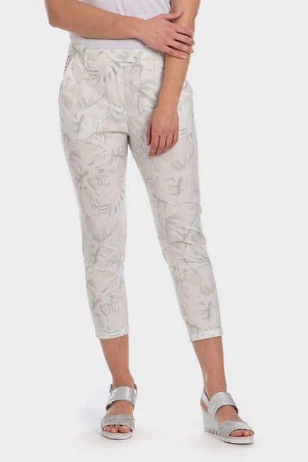 Punt Roma - White Printed Smart Casual Trousers