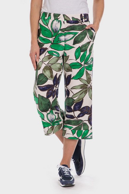 Punt Roma - White Cropped Printed Trousers
