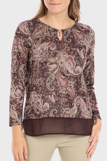 Punt Roma - Brown Cashmere Print Blouse