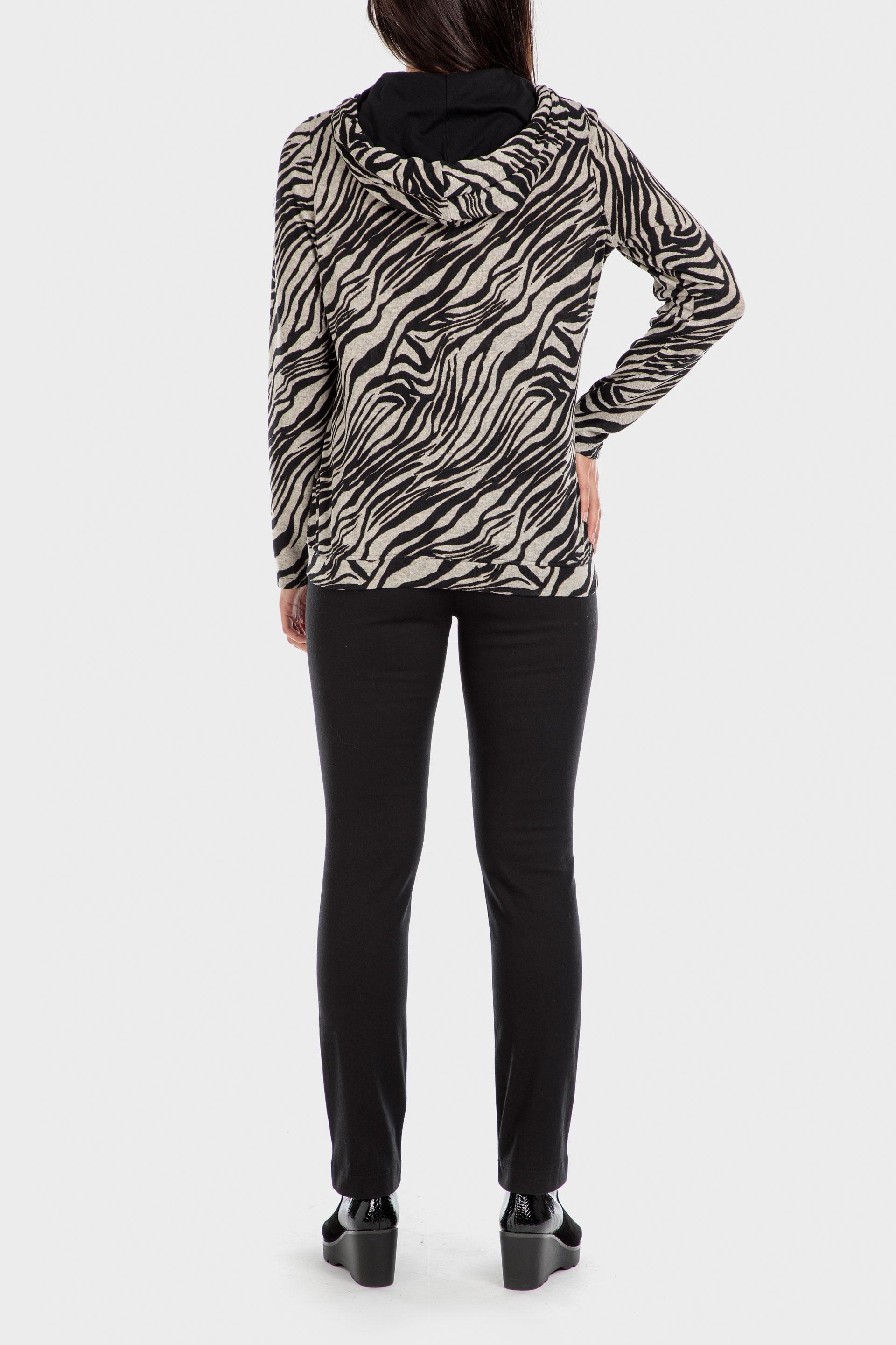 Black Zebra Print Hooded Jacket, , large image number 3