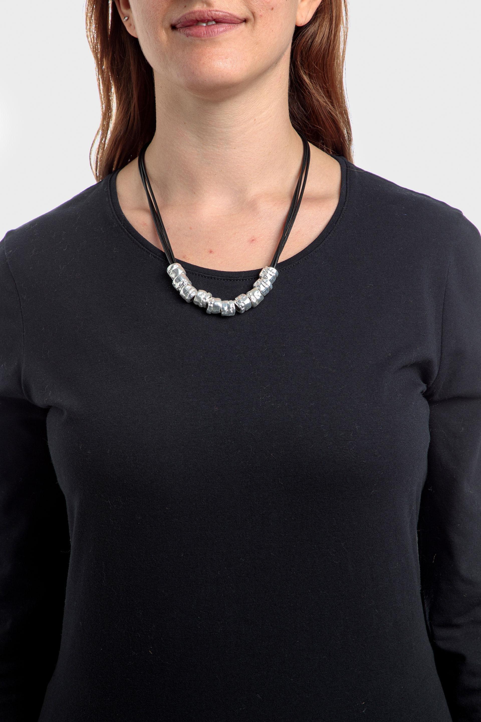 Silver Tubed Shaped Short Necklace, , large image number 0