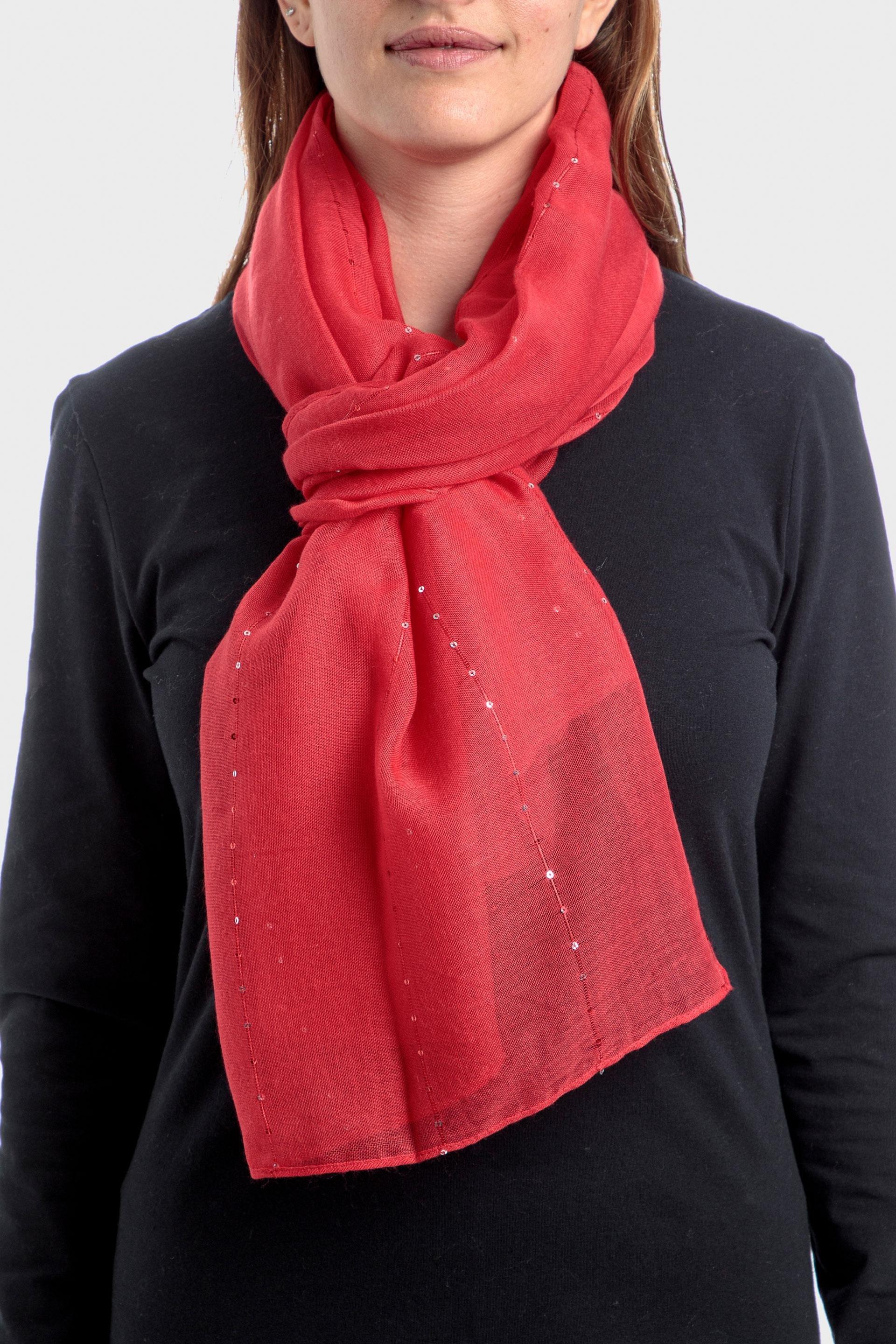 Red Sequins Pashmina, , large image number 0