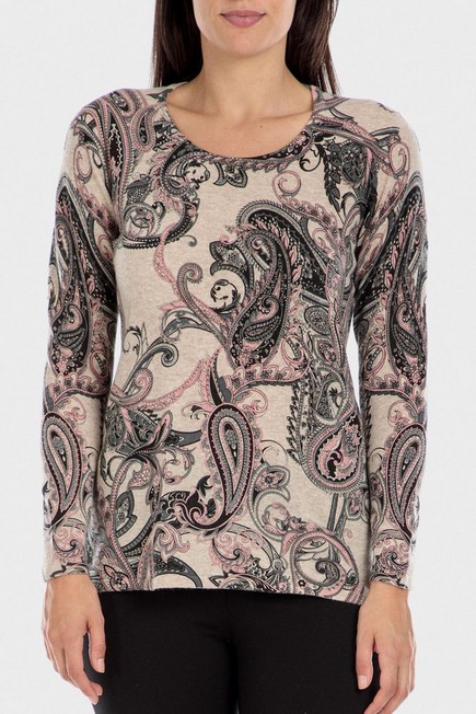 Punt Roma - Nude Cashmere Print Sweater