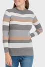 Grey Striped Ribbed Sweater