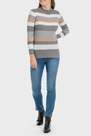 Punt Roma - Grey Striped Ribbed Sweater
