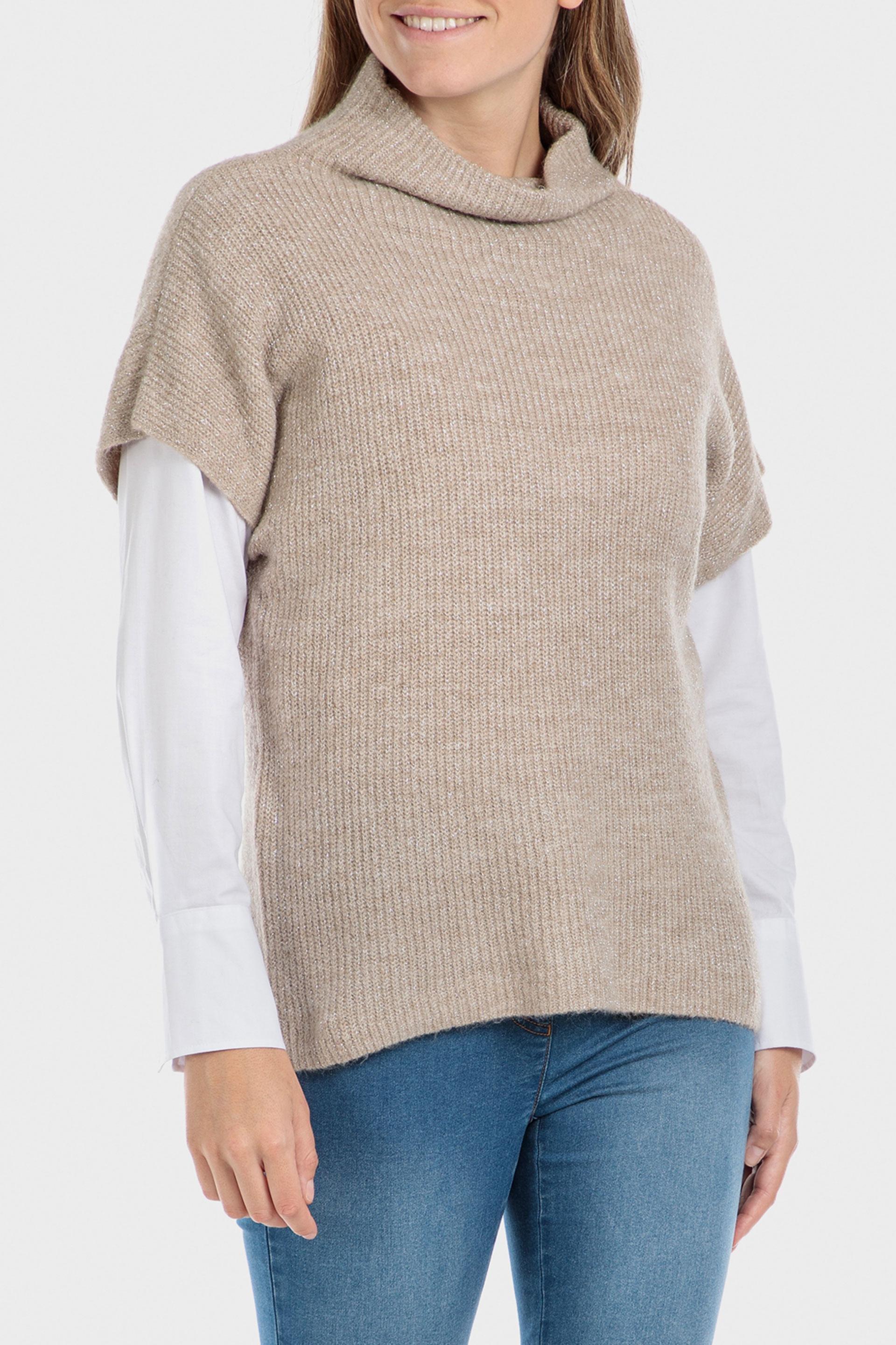 Beige Metallic Thread Sweater, , large image number 0