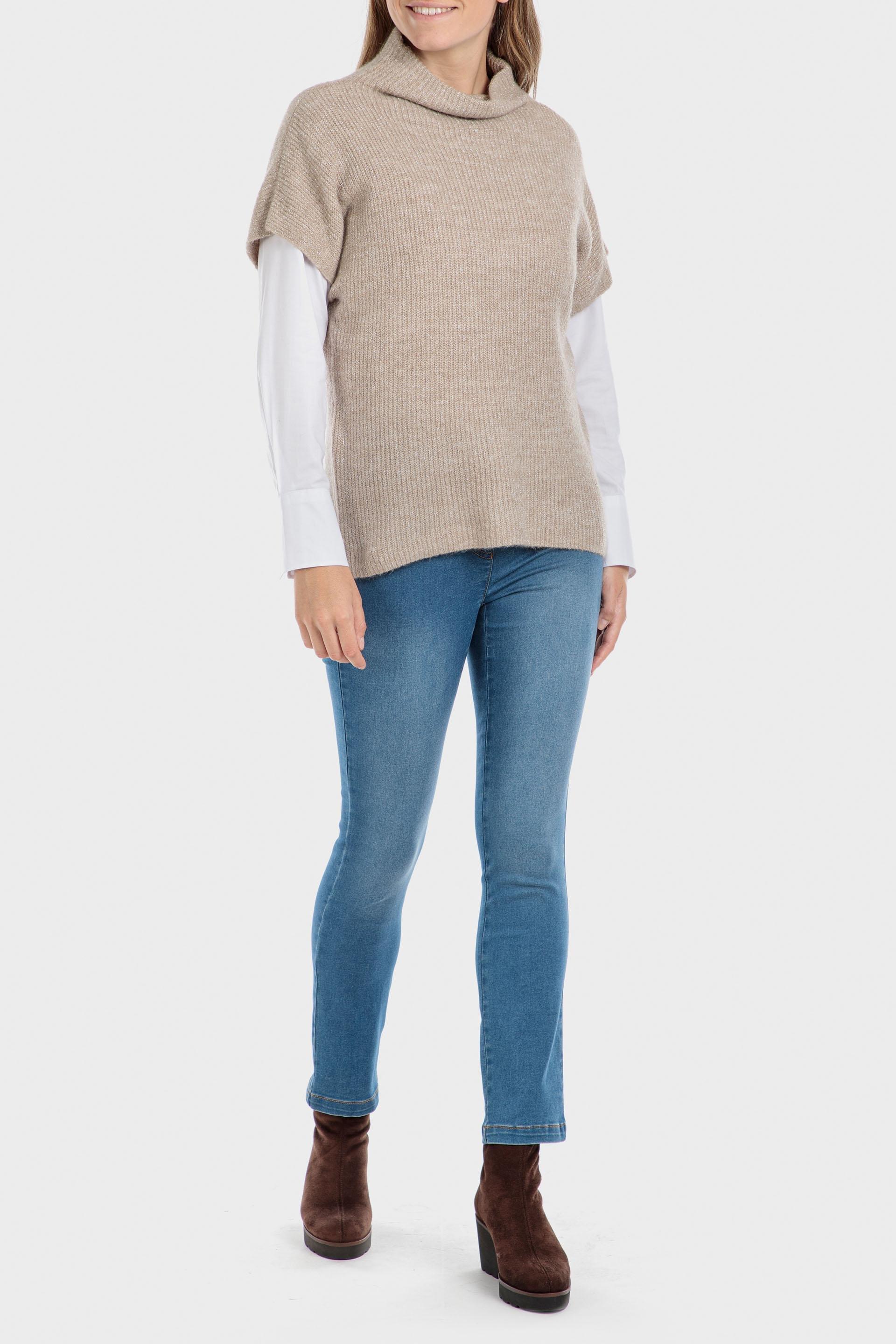 Beige Metallic Thread Sweater, , large image number 1