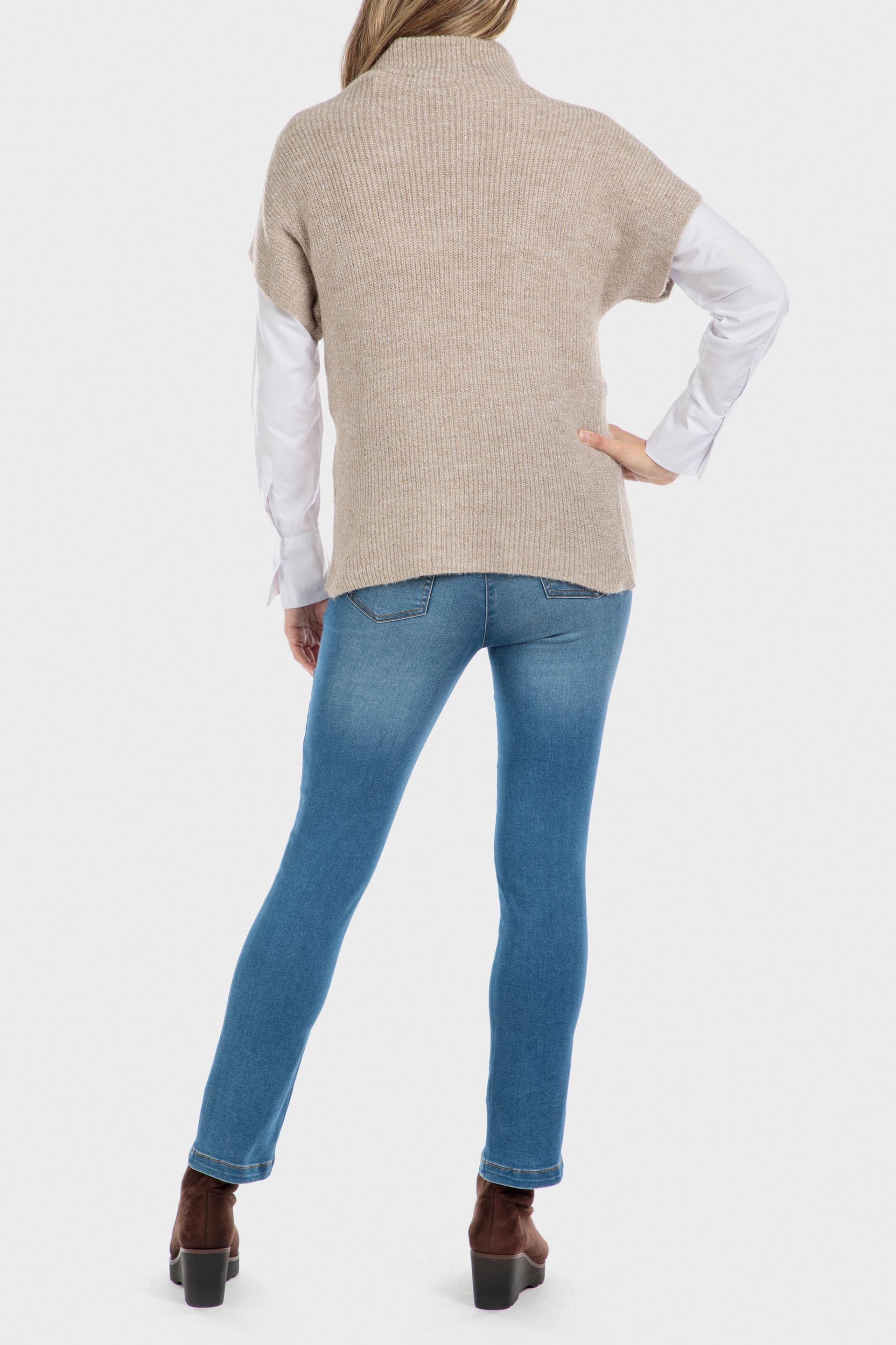 Beige Metallic Thread Sweater, , large image number 2