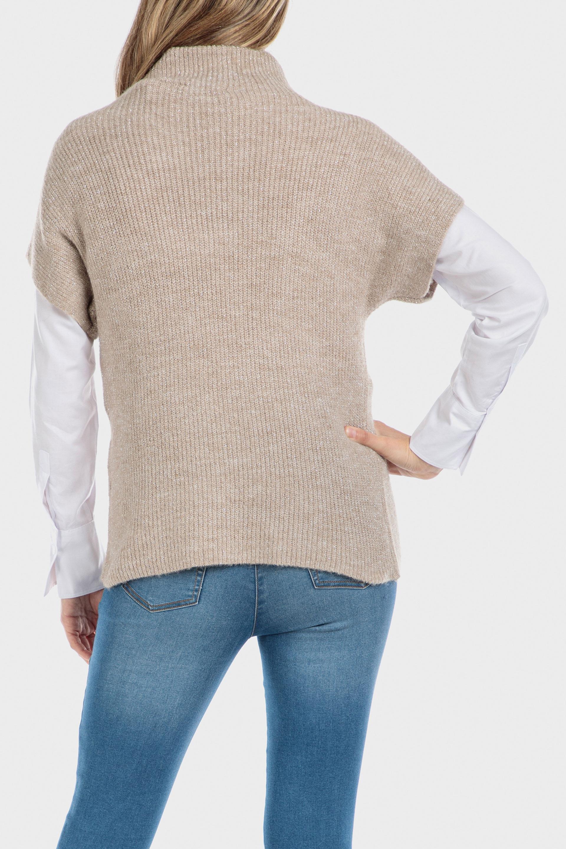 Beige Metallic Thread Sweater, , large image number 3