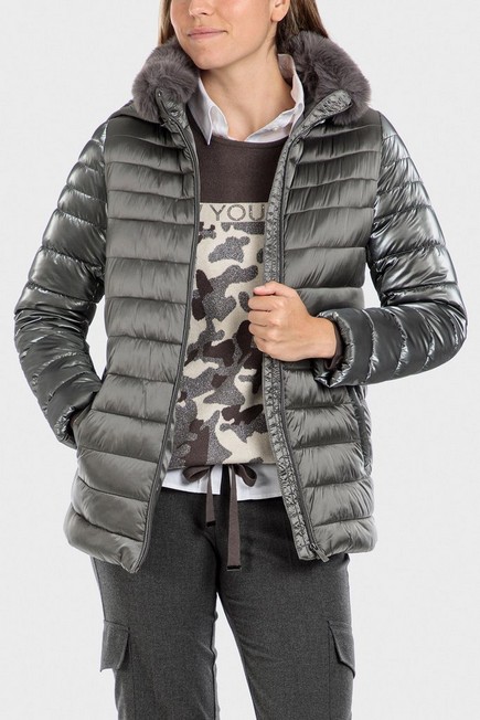 Punt Roma - Grey Short Parka With Hood