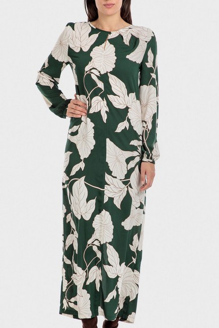 Punt Roma - Green Leaves Printed Dress