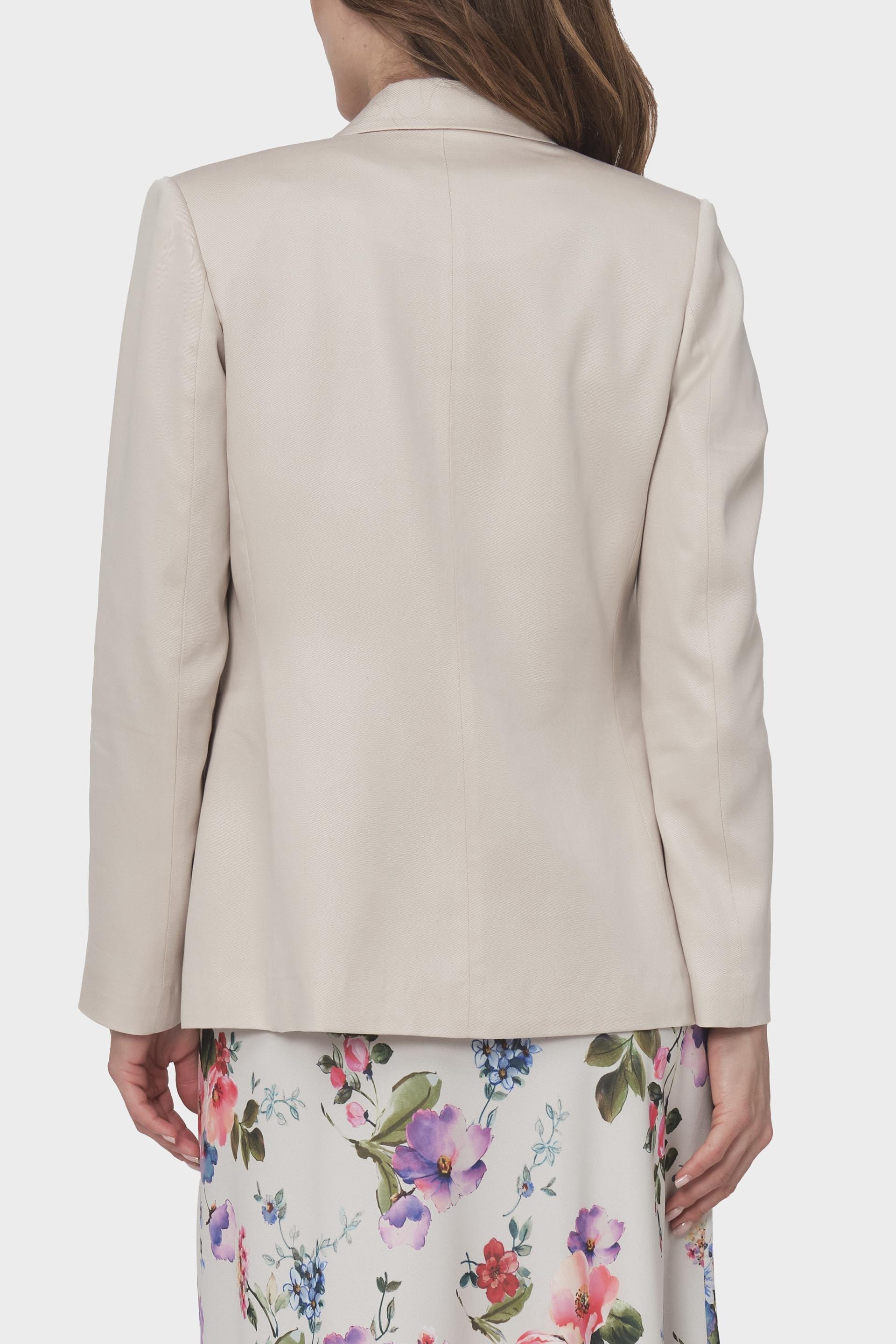 Beige Floral Single Breasted Blazer, , large image number 2