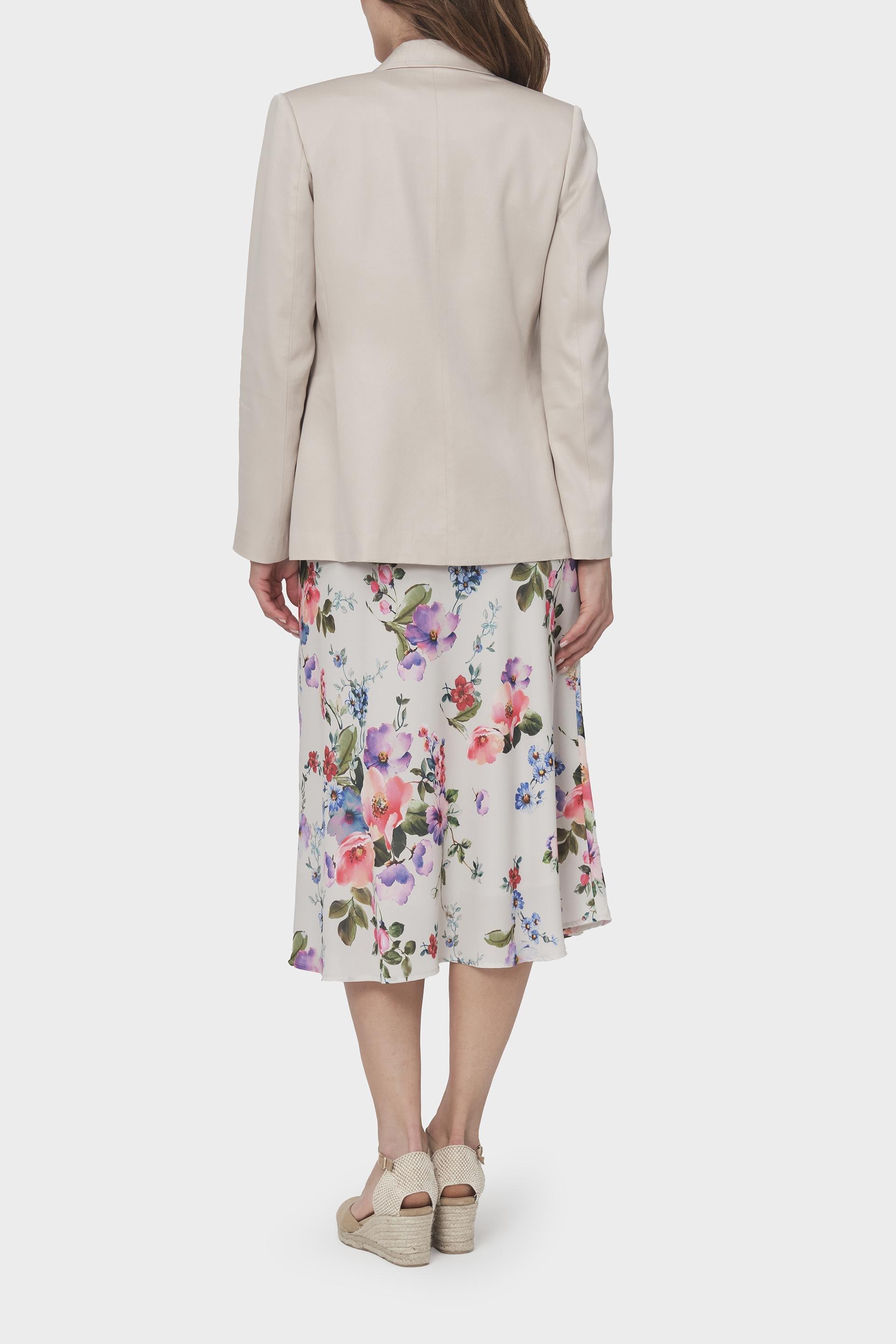 Beige Floral Single Breasted Blazer, , large image number 4