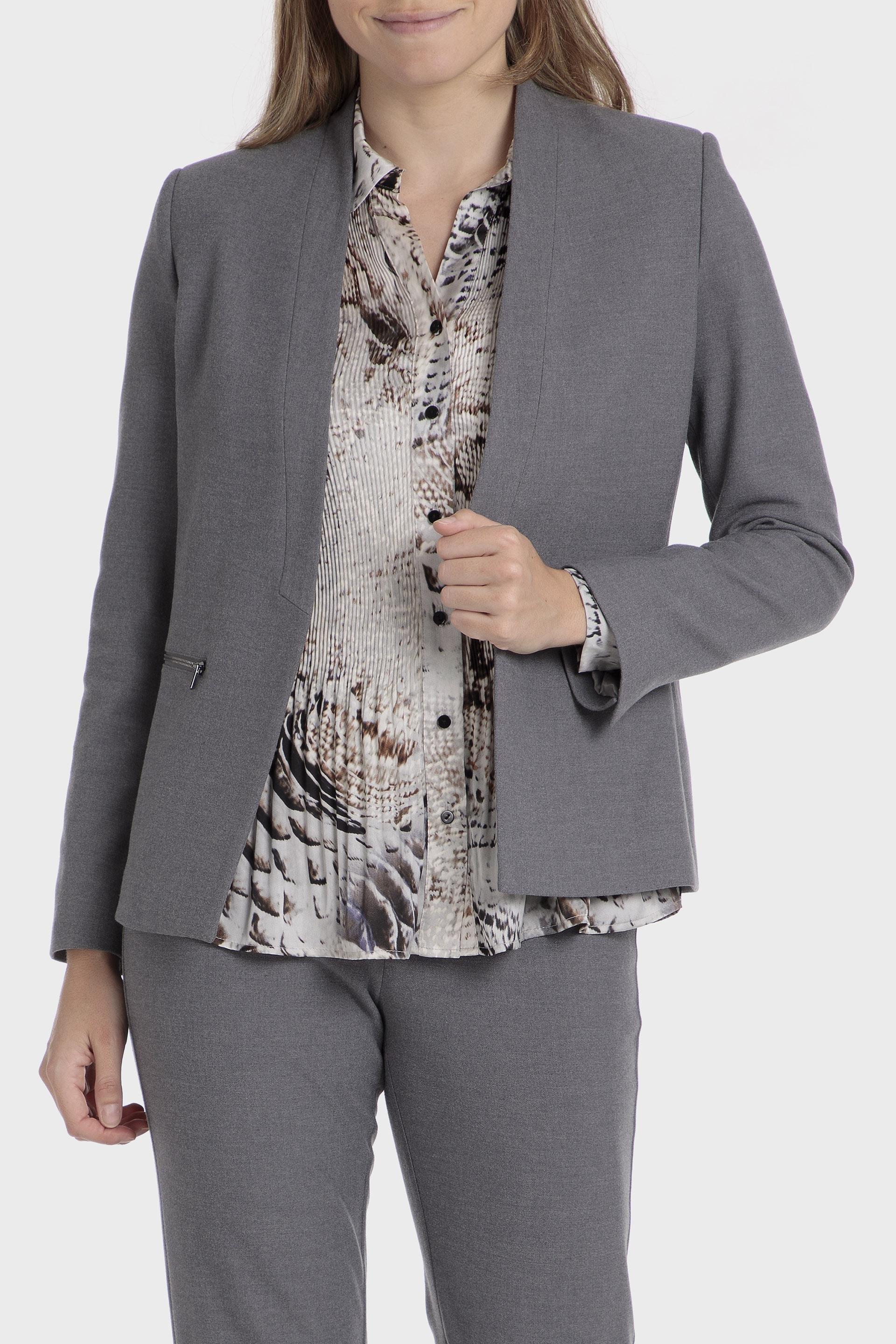 Grey Printed Suit Jacket, , large image number 0