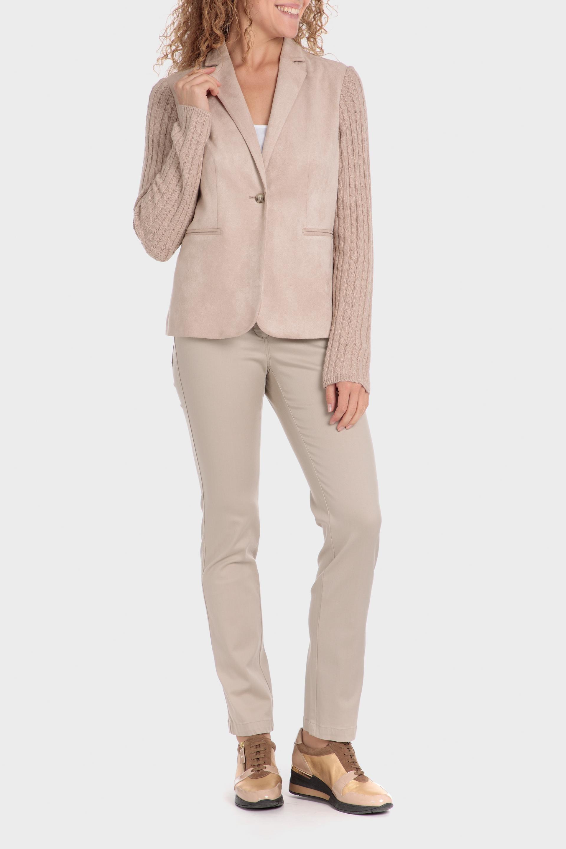 Beige Plain Single Breasted Blazer, , large image number 1