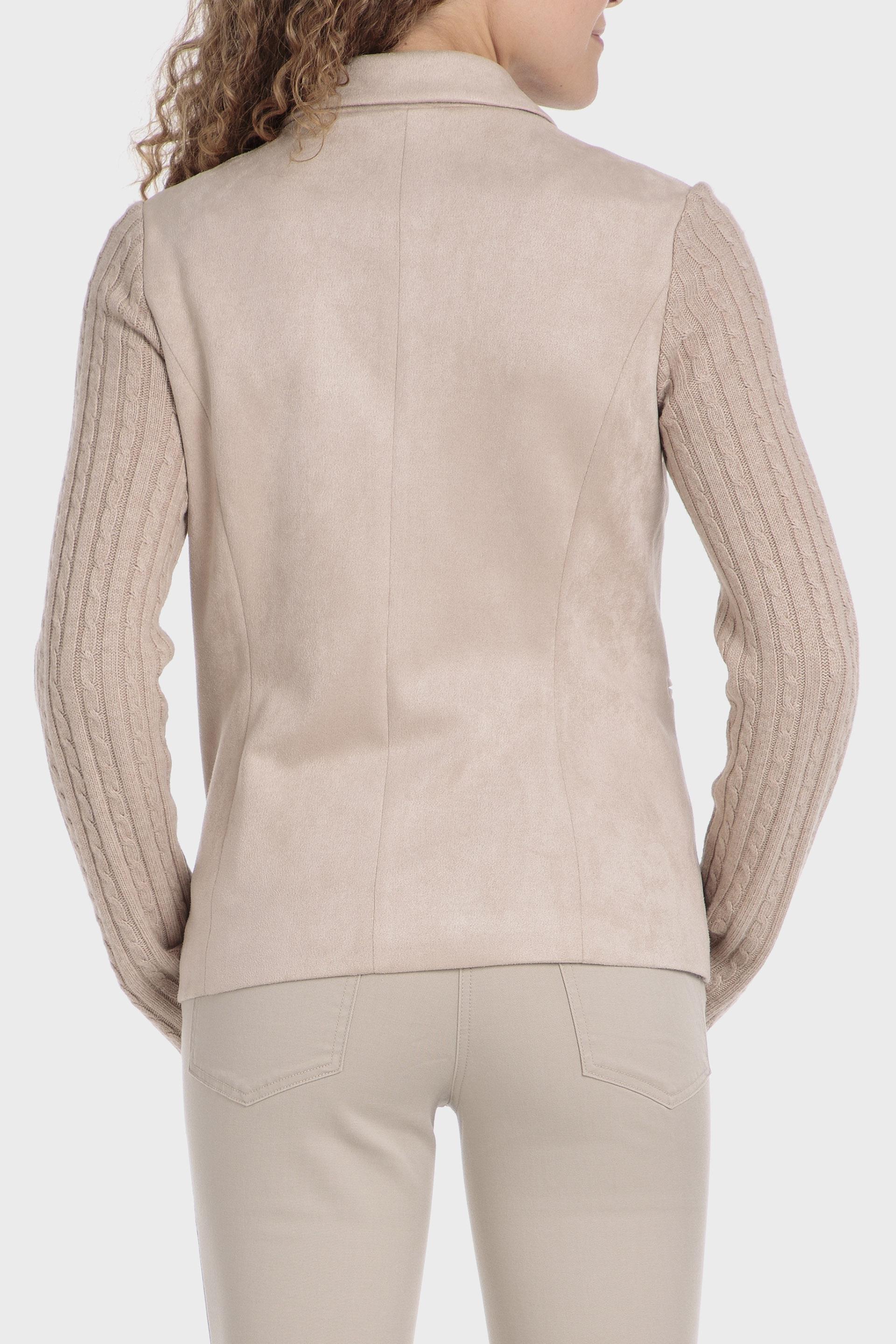 Beige Plain Single Breasted Blazer, , large image number 2