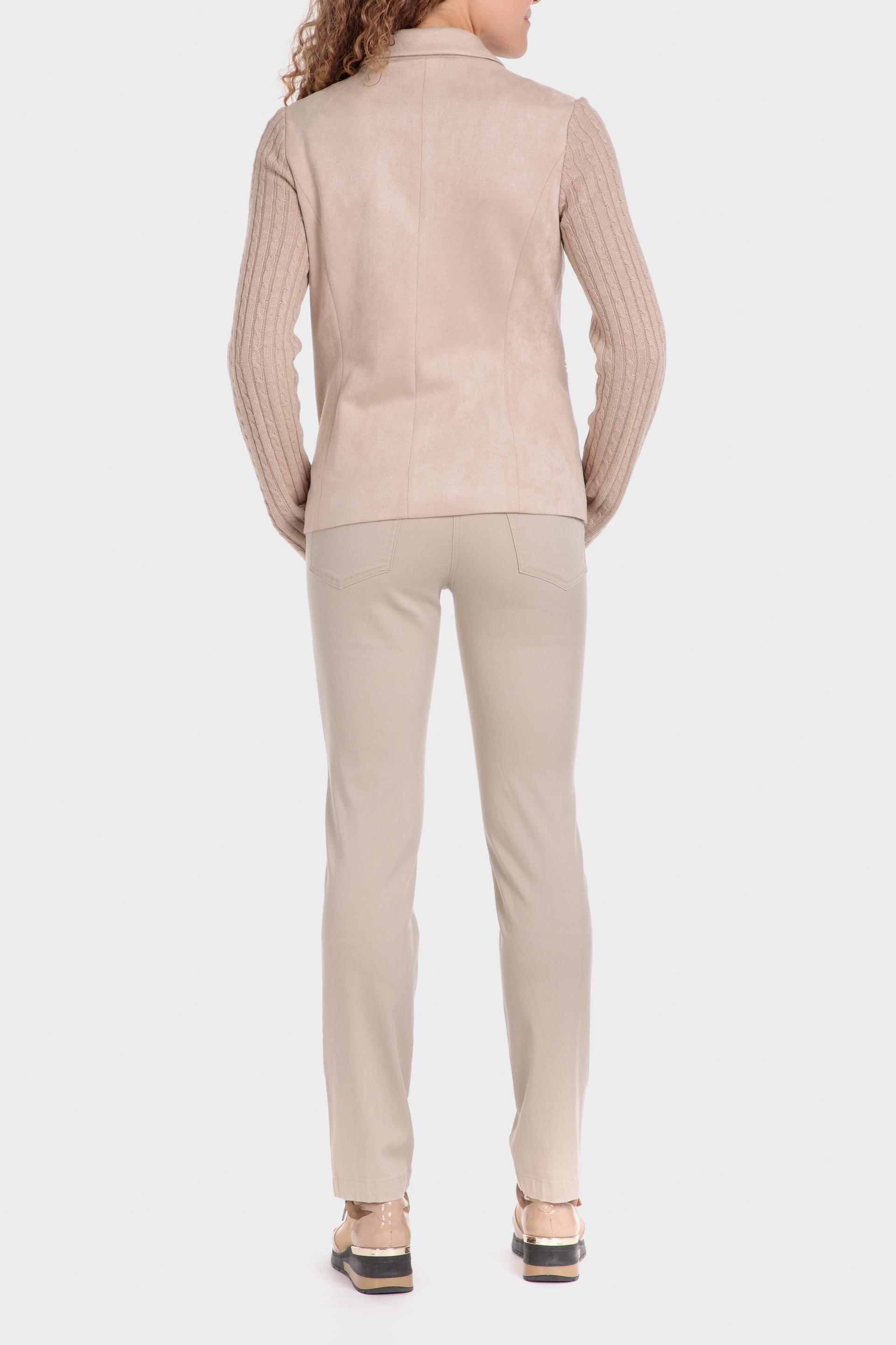 Beige Plain Single Breasted Blazer, , large image number 3