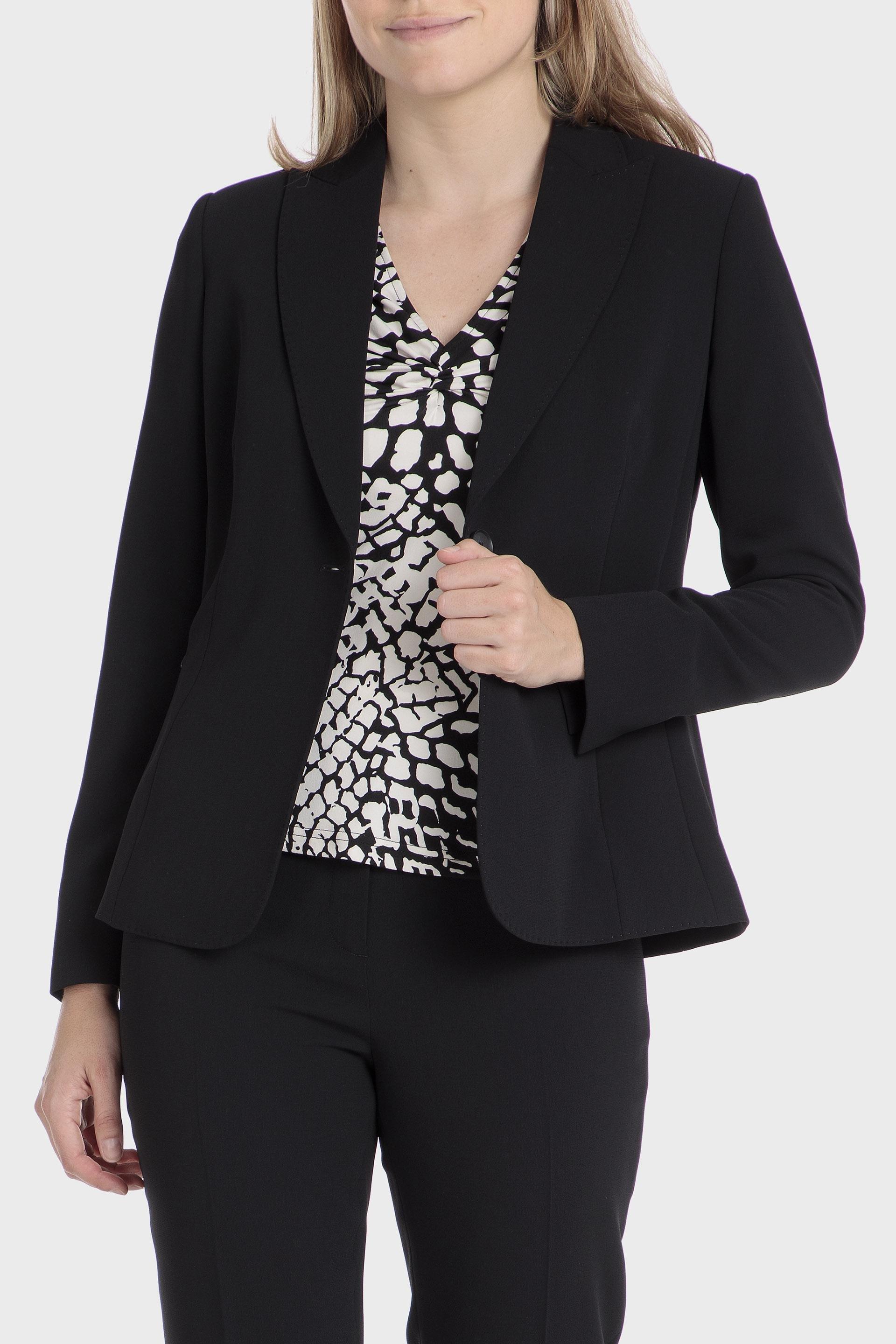 Black Geometric Print Blazer, , large image number 0