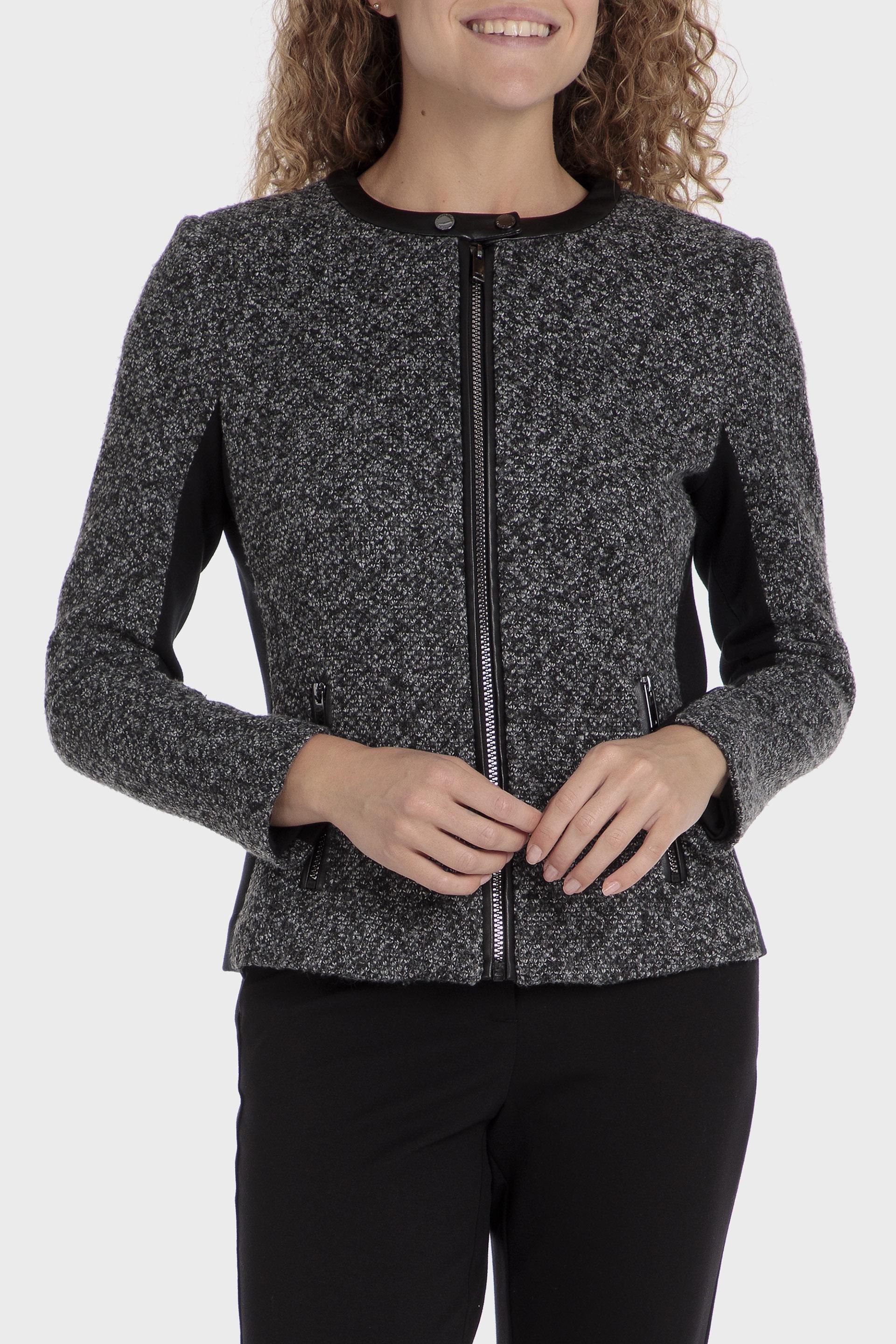 Grey Plain Casual Jacket, , large image number 0