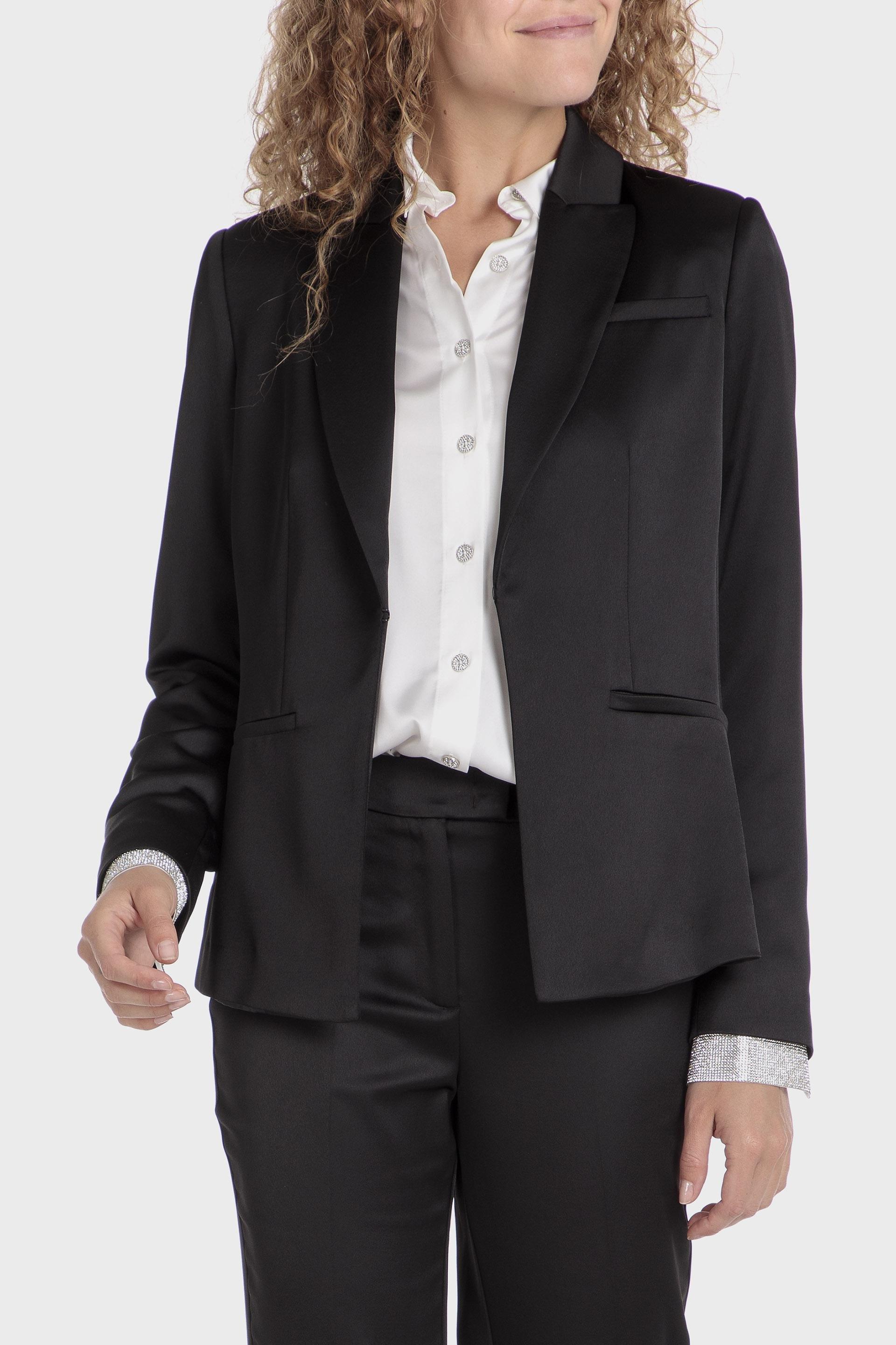 Black Plain Blazer, , large image number 2