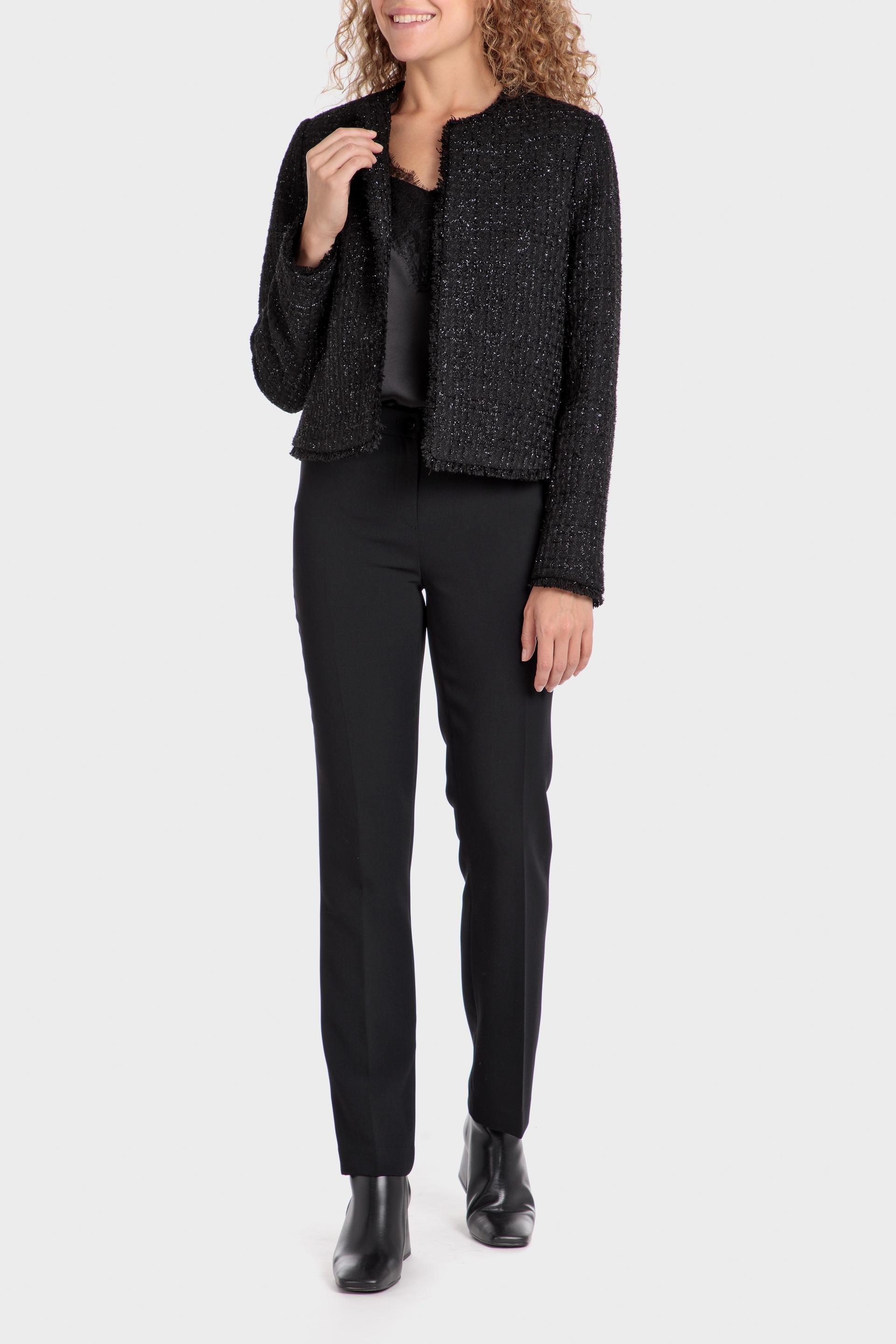 Black Long Sleeve Fringes Blazer, , large image number 0