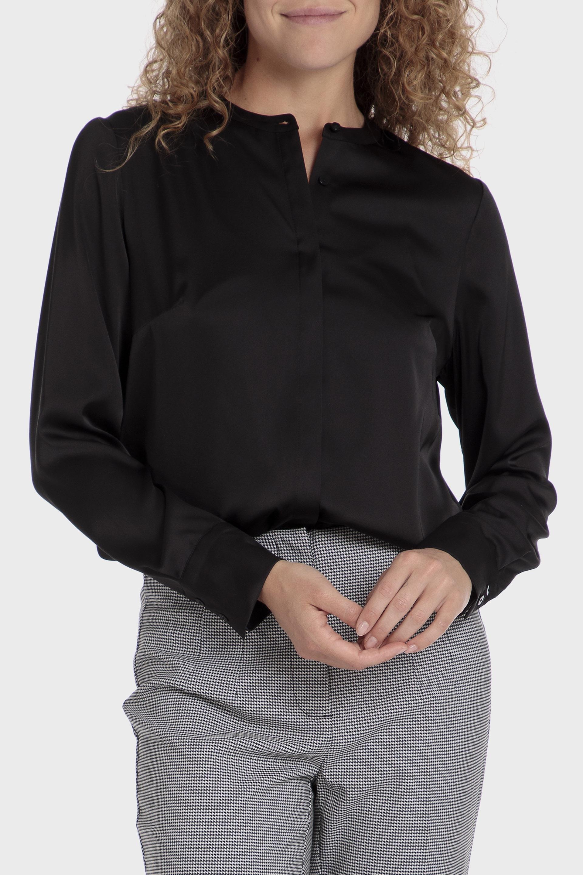 Black Satin Finish Blouse, , large image number 0