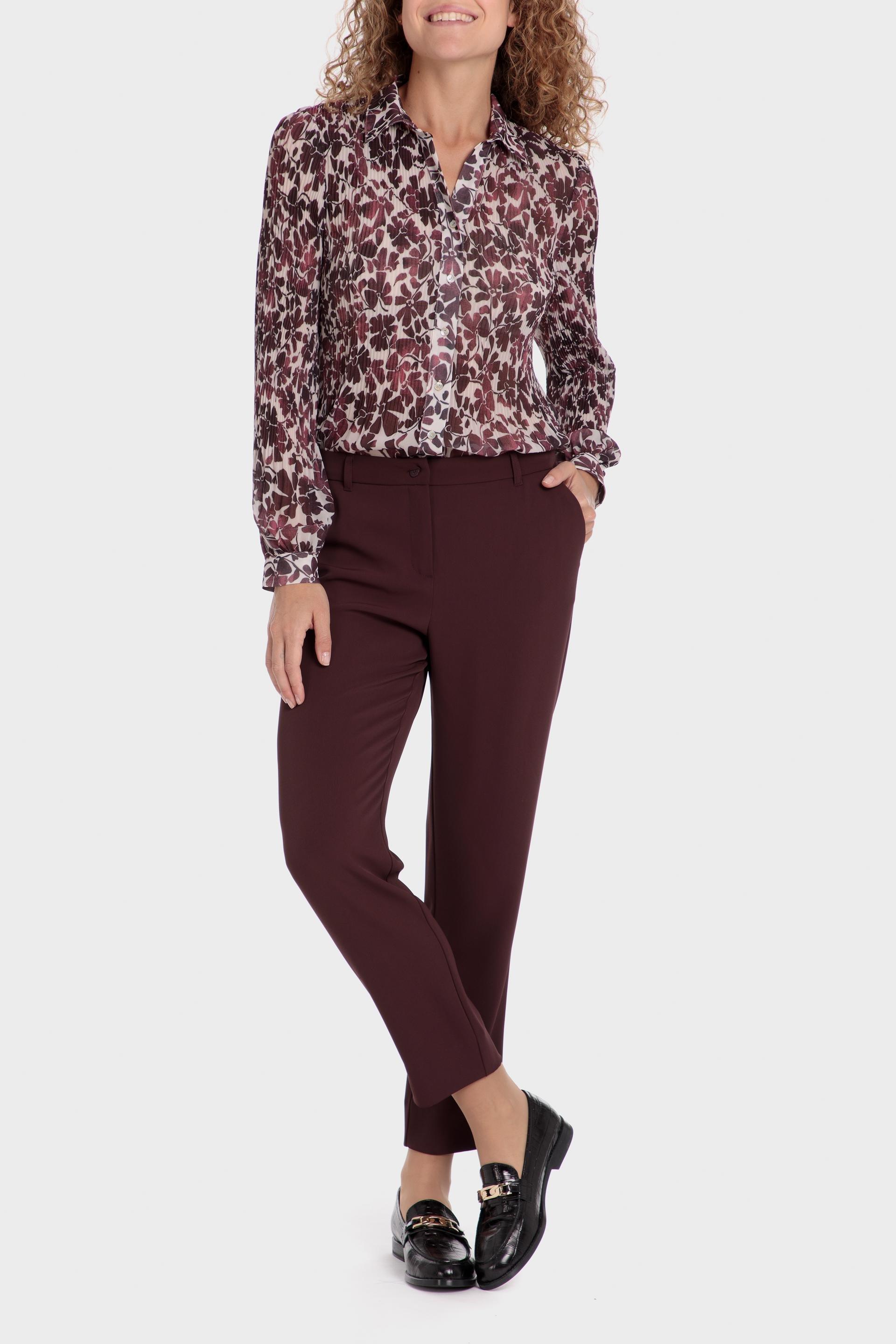 Maroon Floral Regular Blouse, , large image number 1