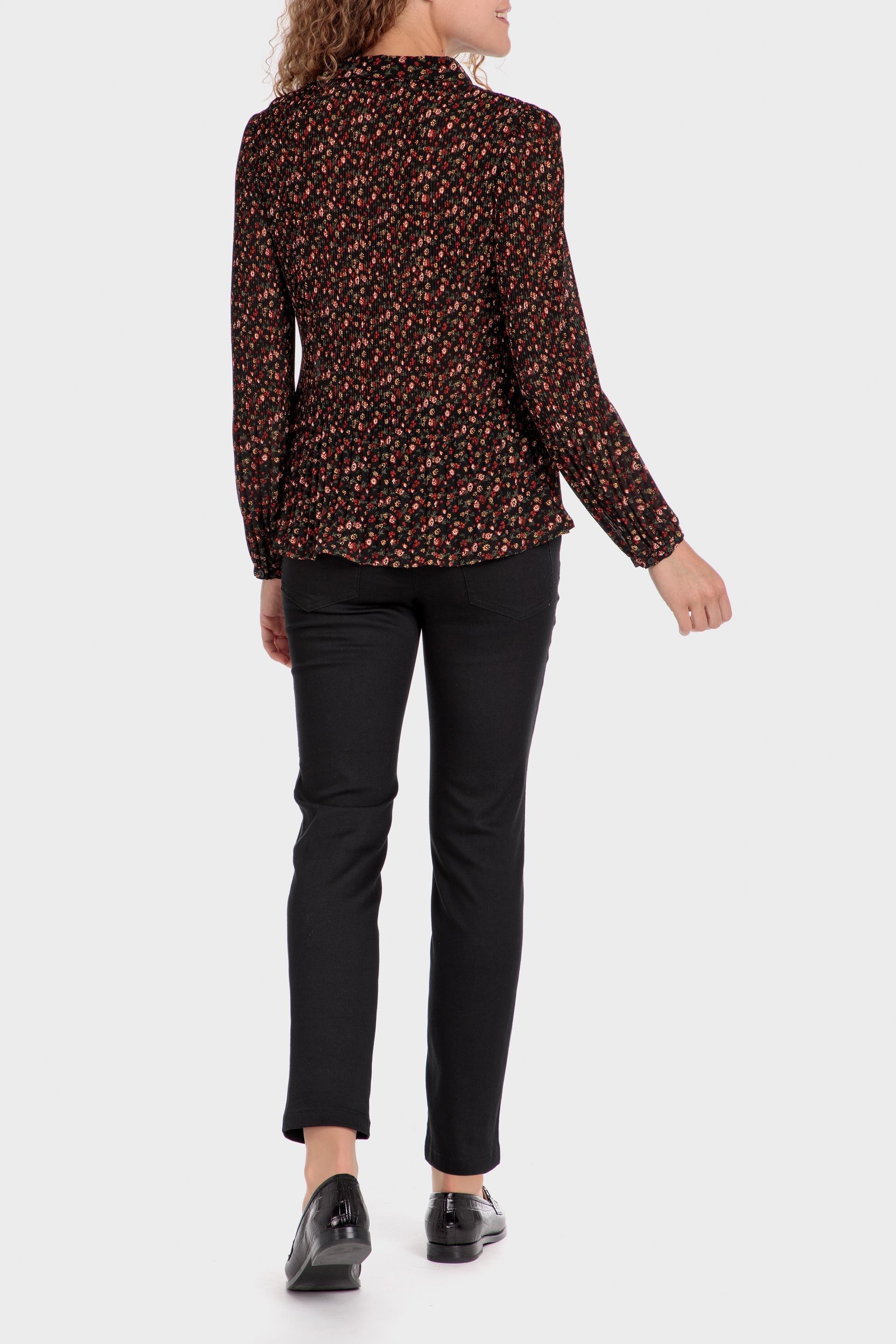 Multicolour Printed Pleated Shirt, Black, large image number 2