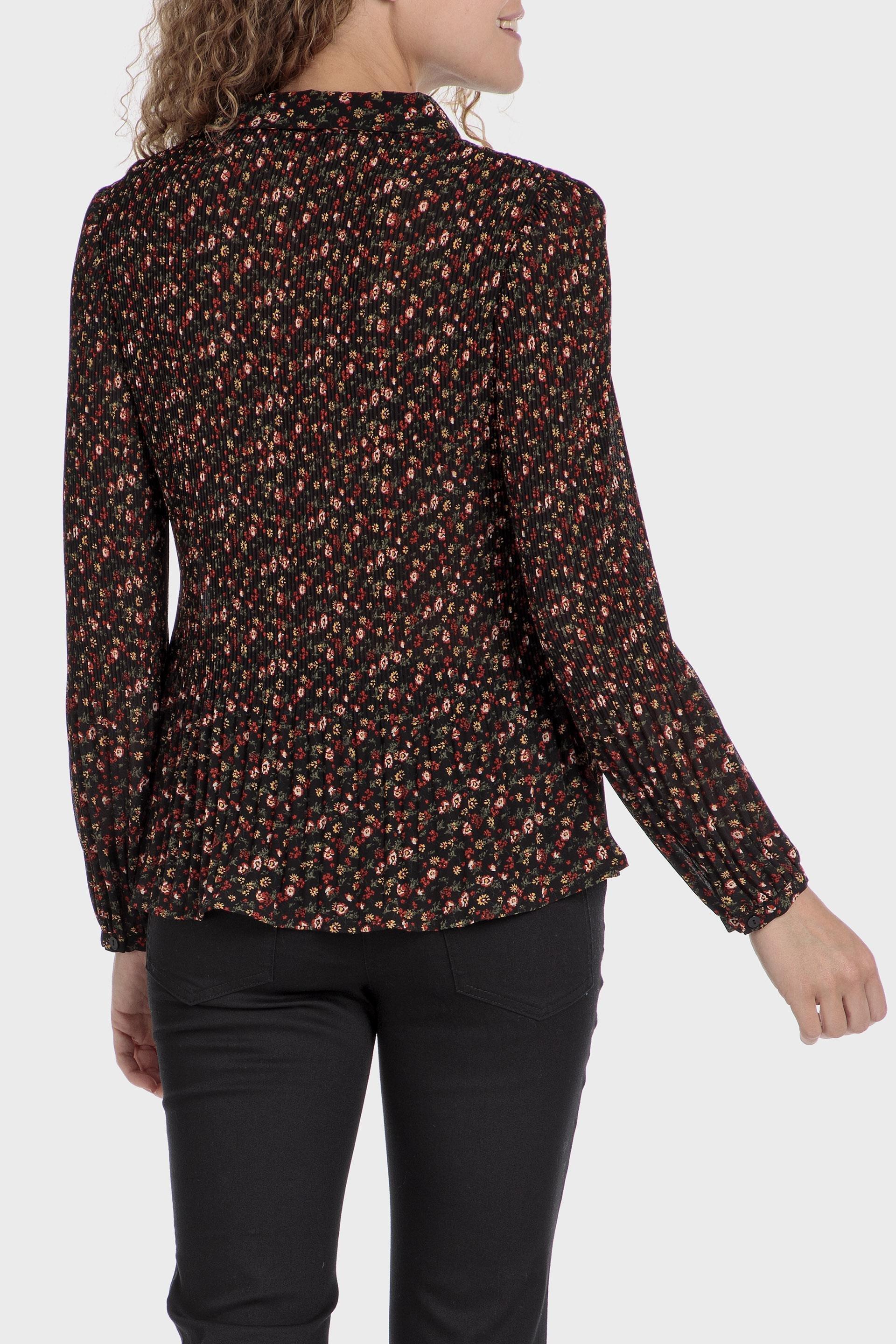 Multicolour Printed Pleated Shirt, Black, large image number 3