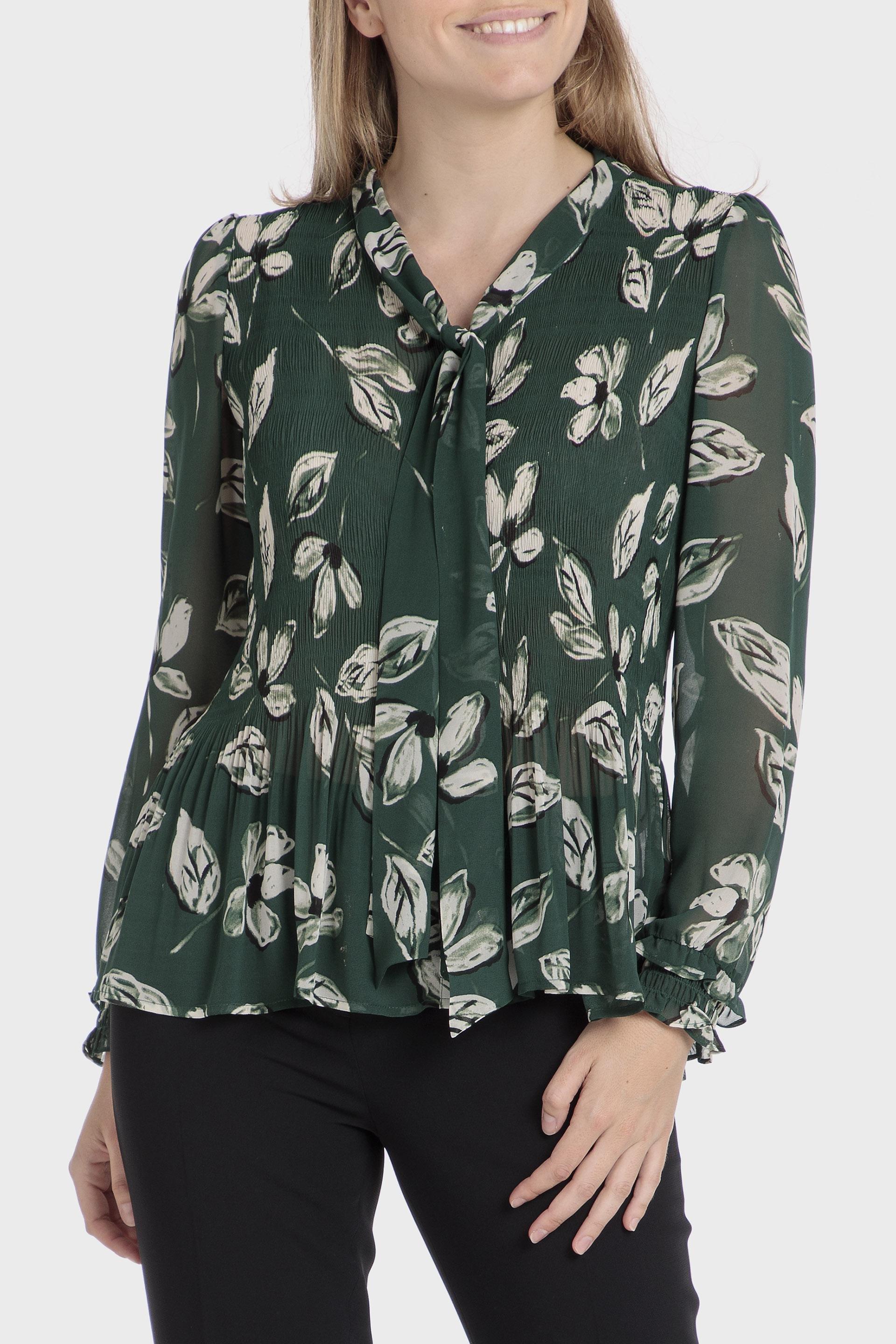 Green Floral Blouse, , large image number 0