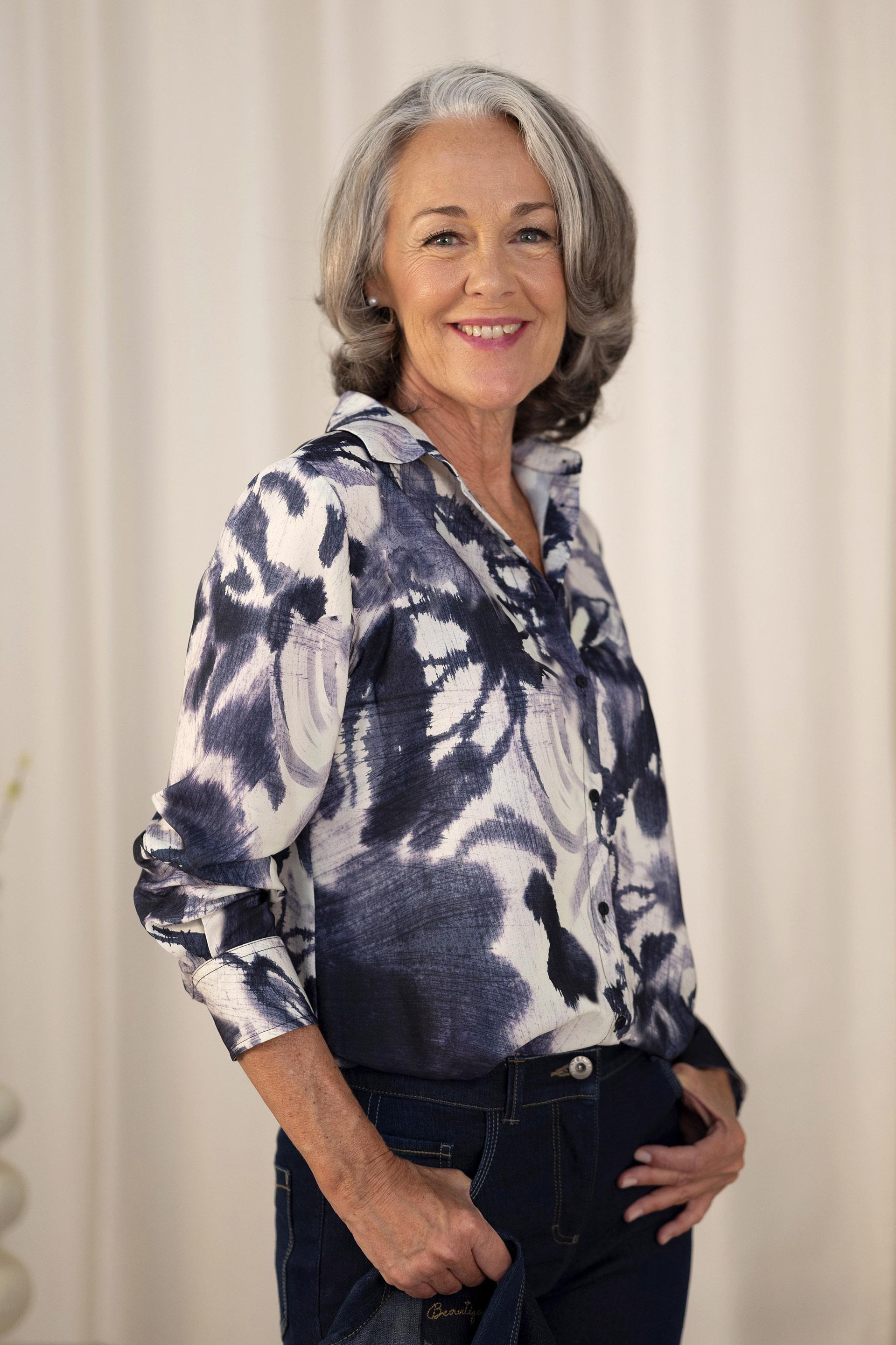 Navy Abstract Button Down Shirt, , large image number 0