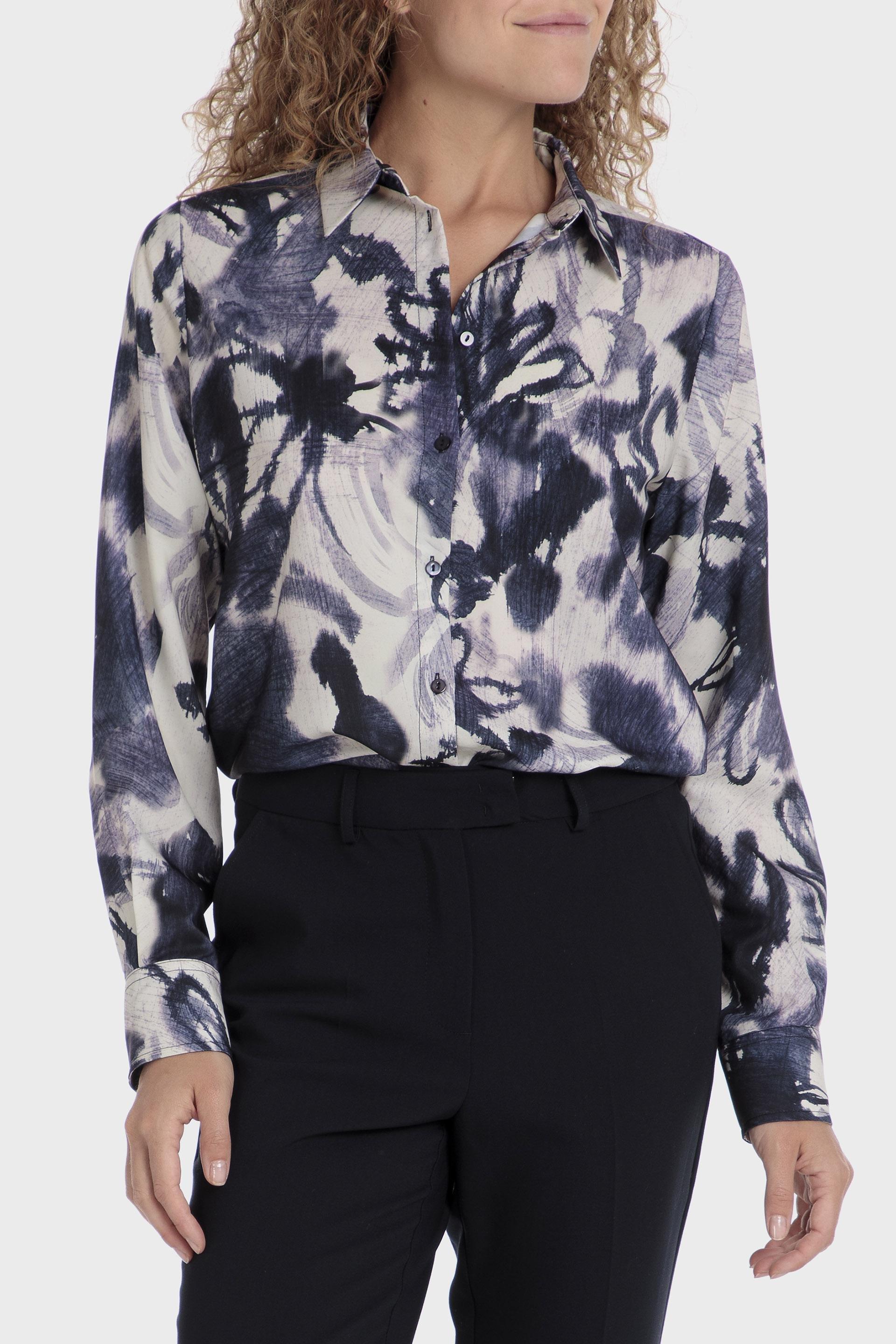 Navy Abstract Button Down Shirt, , large image number 4