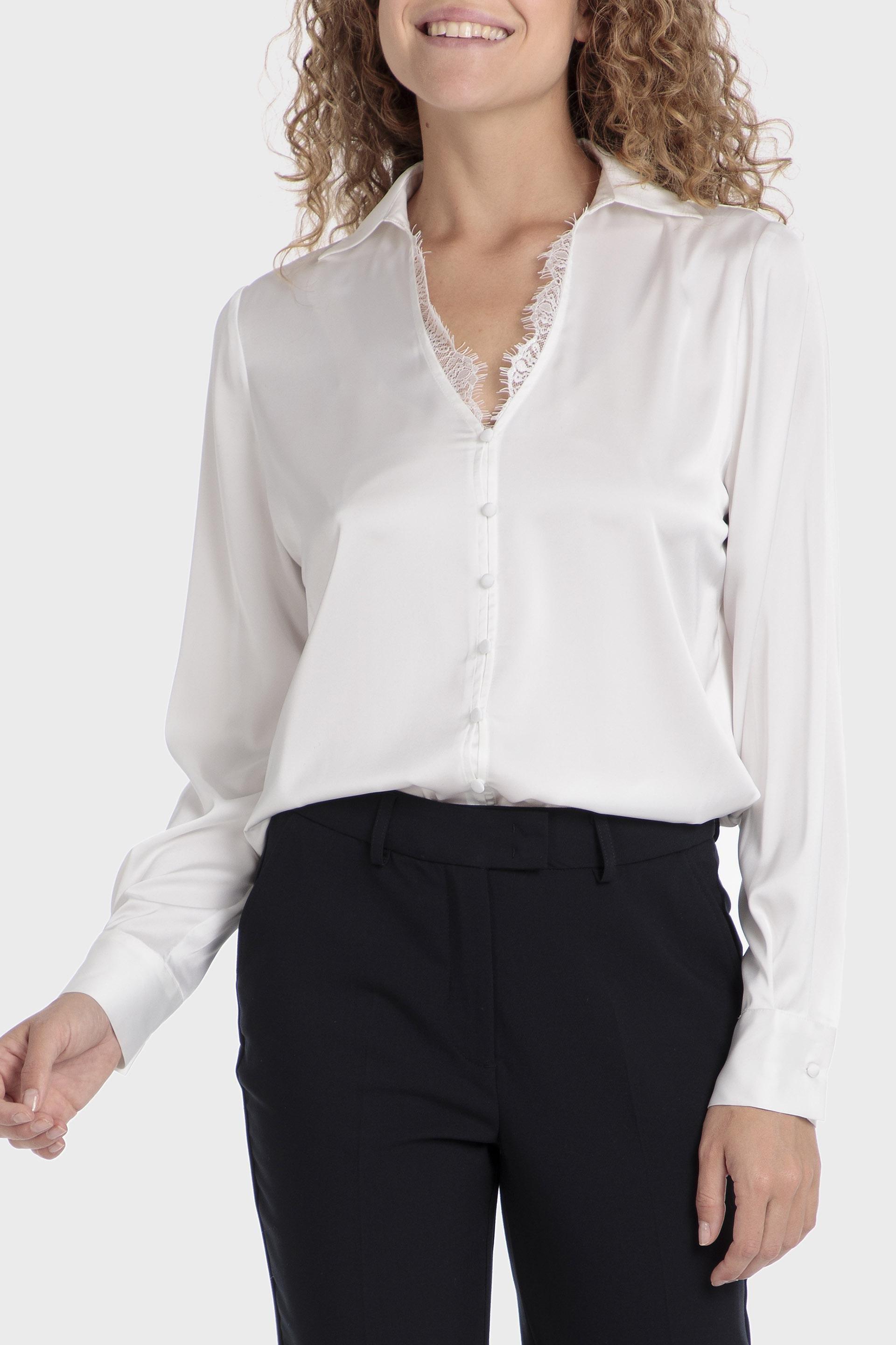 White Satin Finish Button Down, , large image number 0