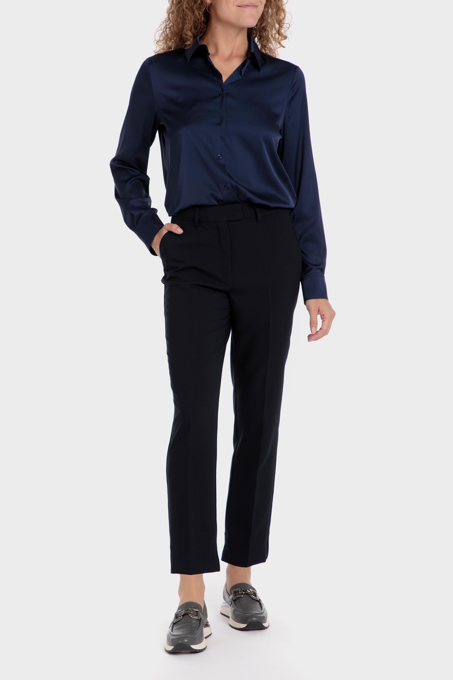 Navy Blue Satin Finish Button Down Shirt, , large image number 1