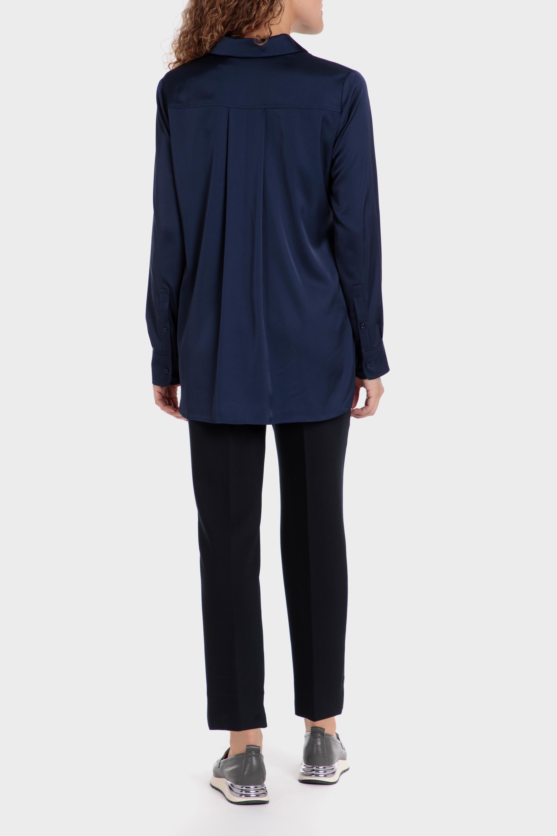 Navy Blue Satin Finish Button Down Shirt, , large image number 2