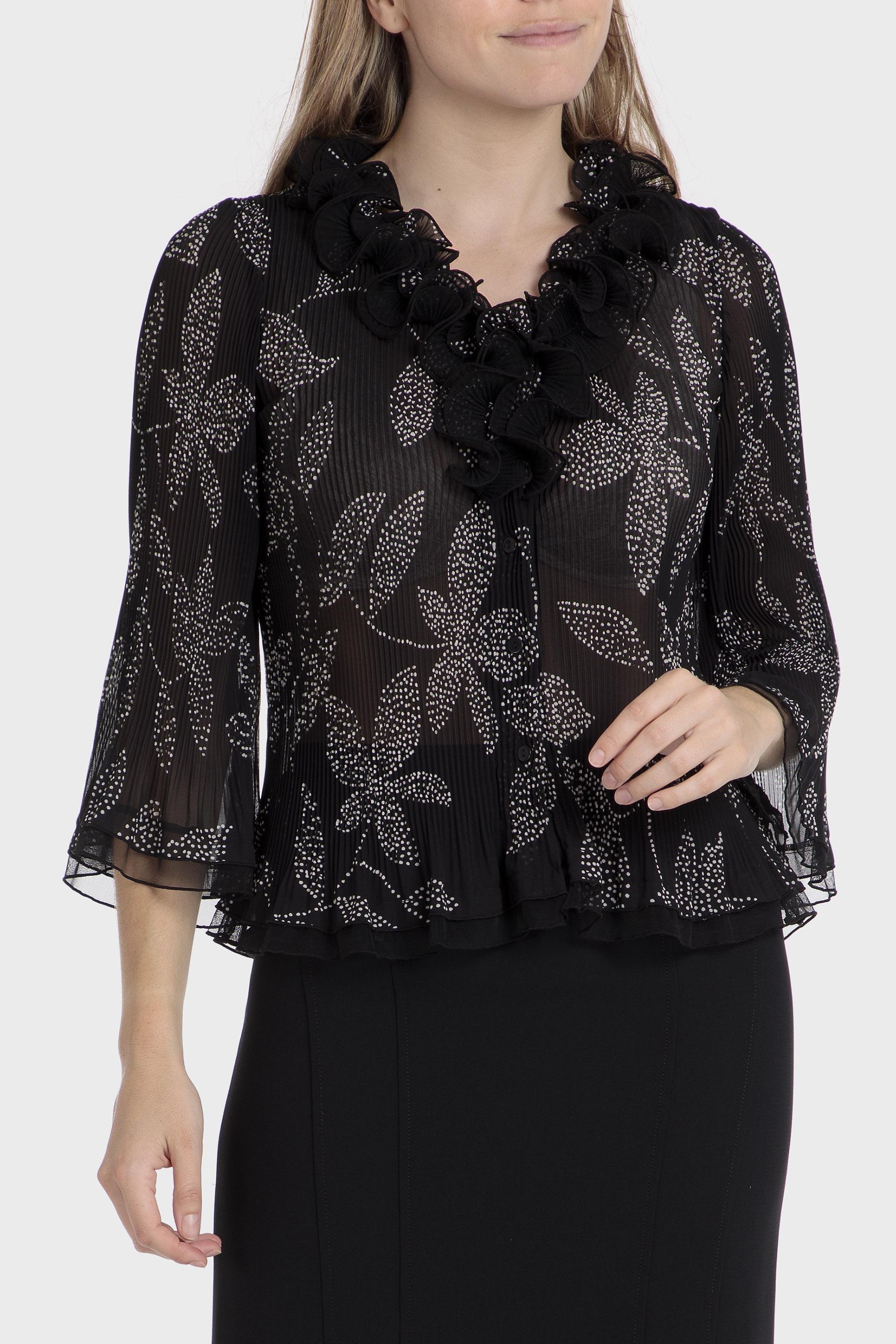 Black Floral Blouse, , large image number 0