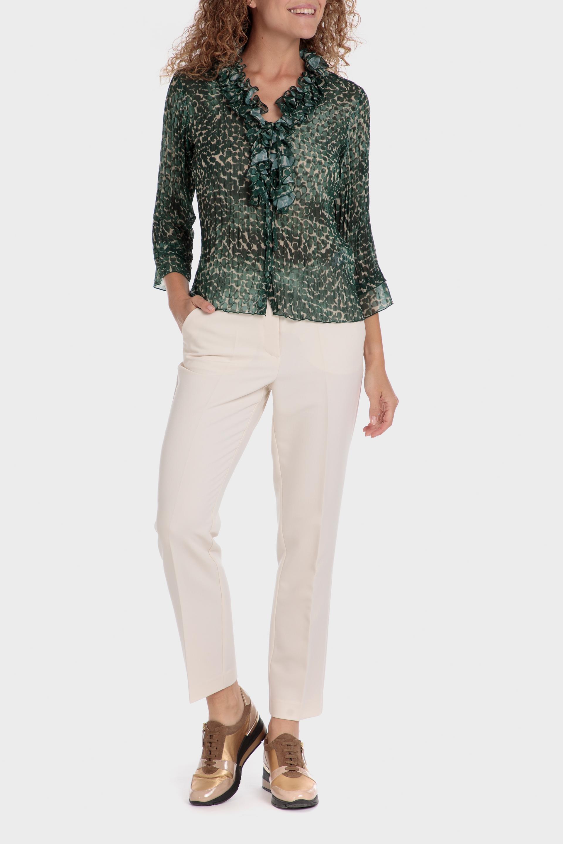 Green Animal Print Blouse, , large image number 1