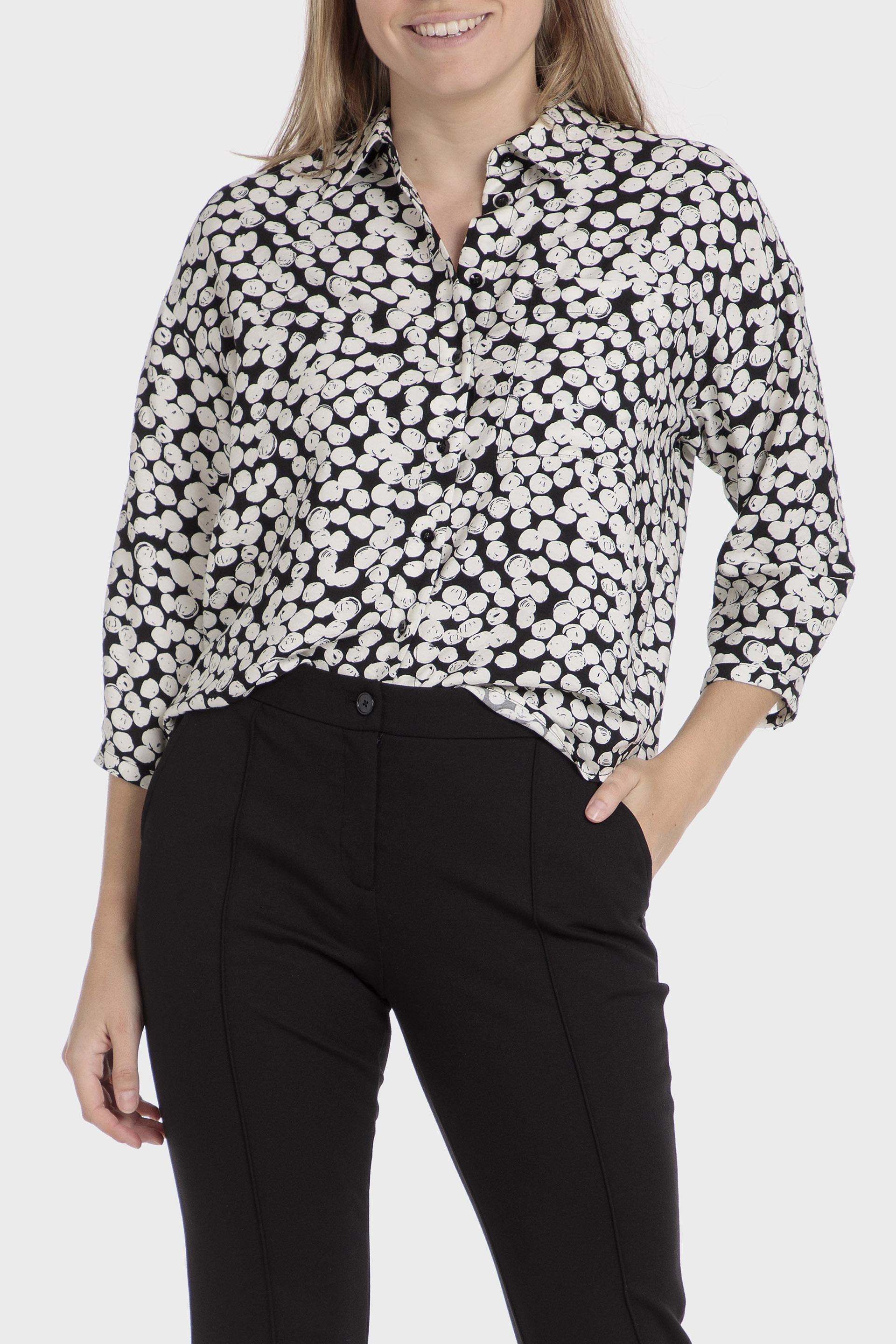 Black Polka Dot Button Down Shirt, , large image number 0
