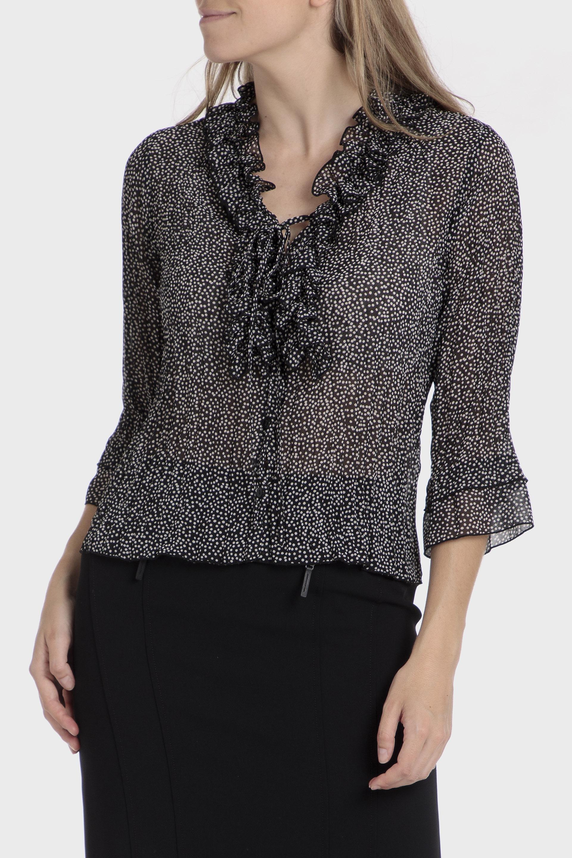 Black Frills Ruffle Blouse, , large image number 0