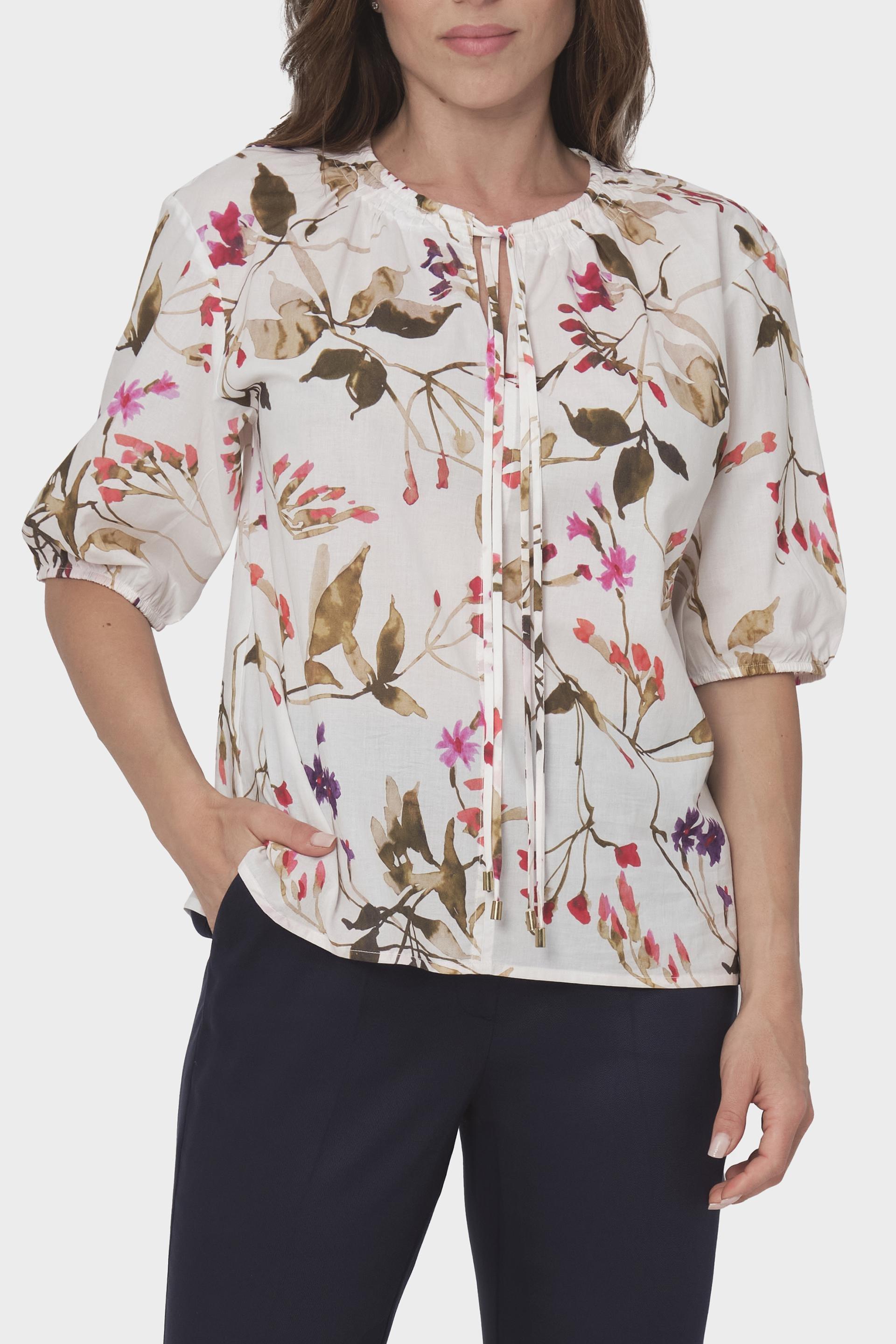 White Floral Blouse, , large image number 0