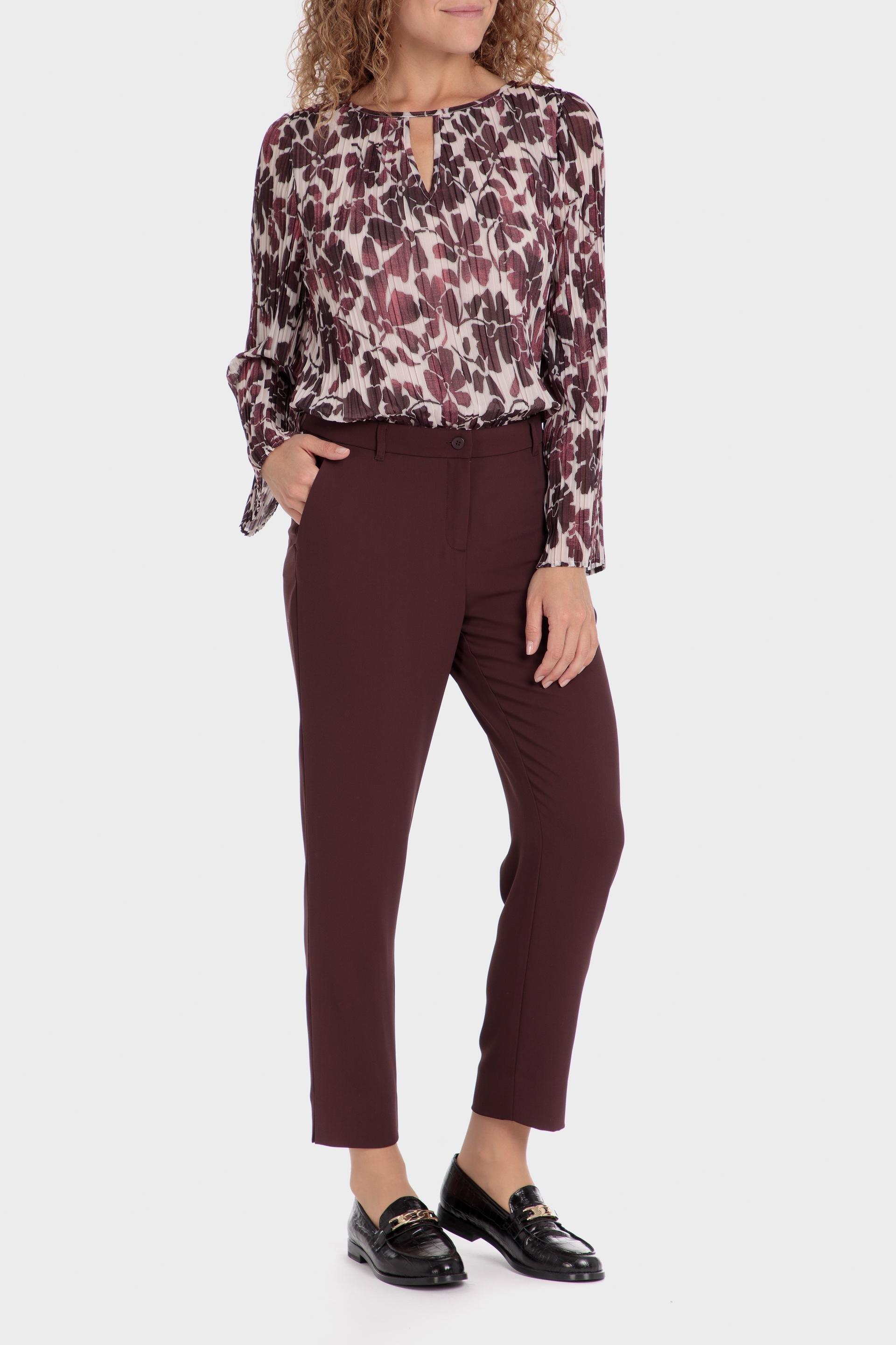 Maroon Floral Blouse Casual, , large image number 1