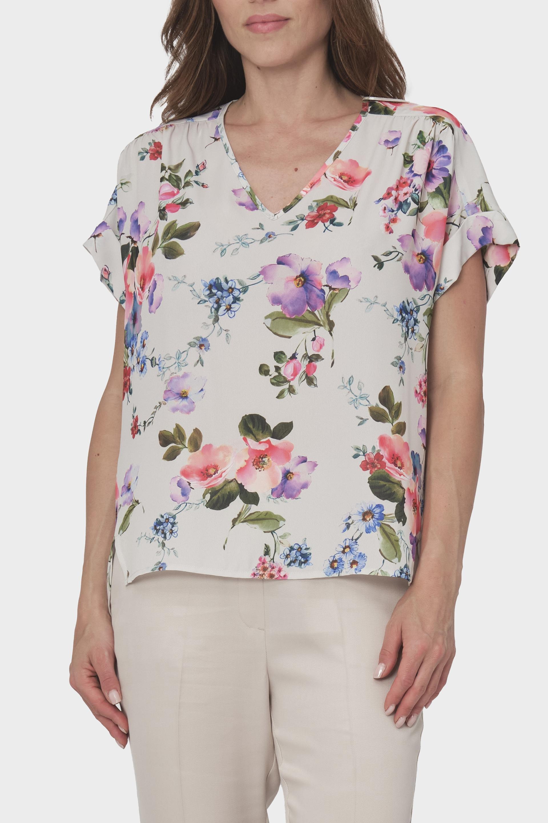 Floral Print Blouse, Beige Sand, large image number 0