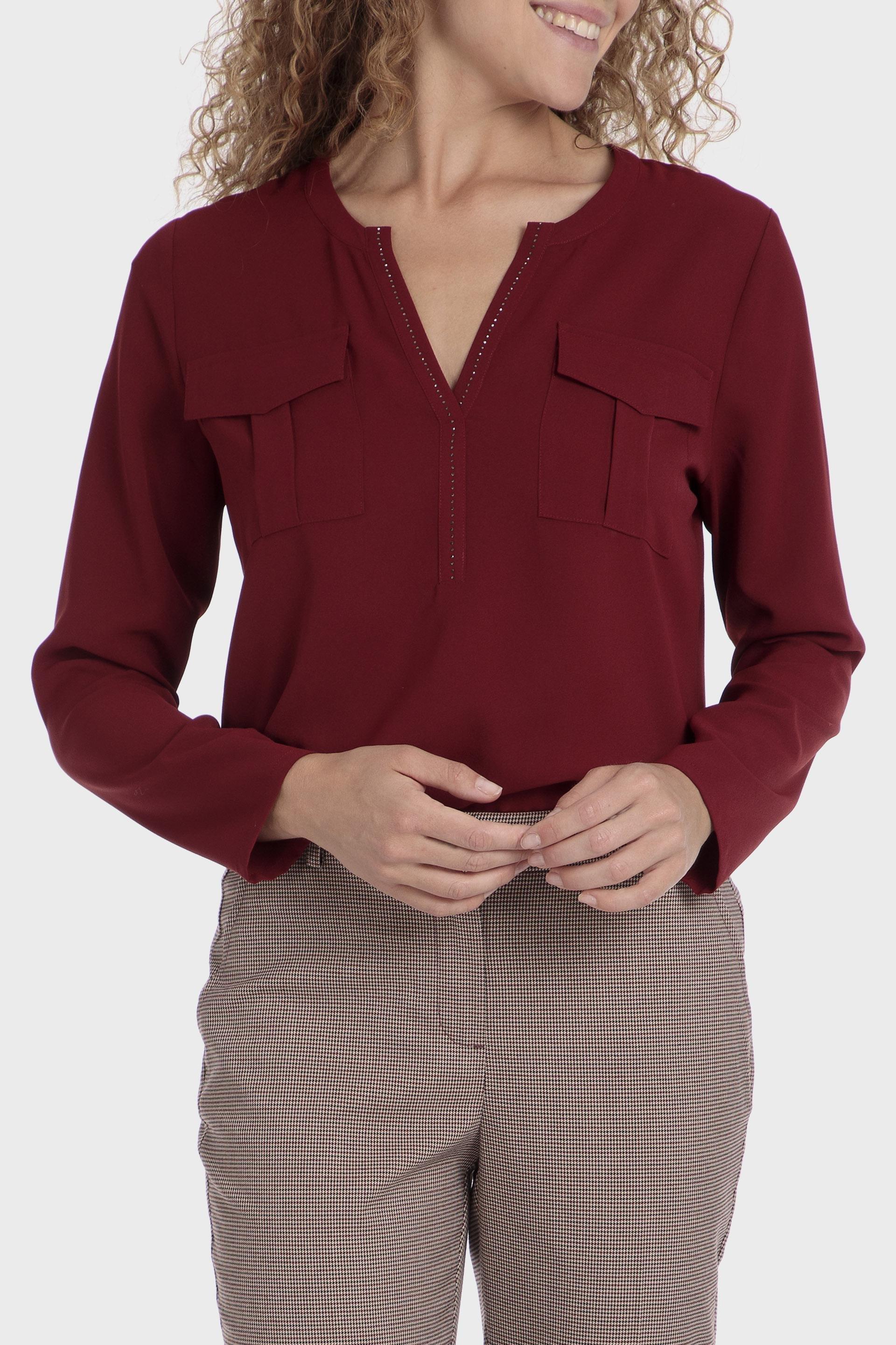 Maroon Blouse With Pockets, , large image number 0
