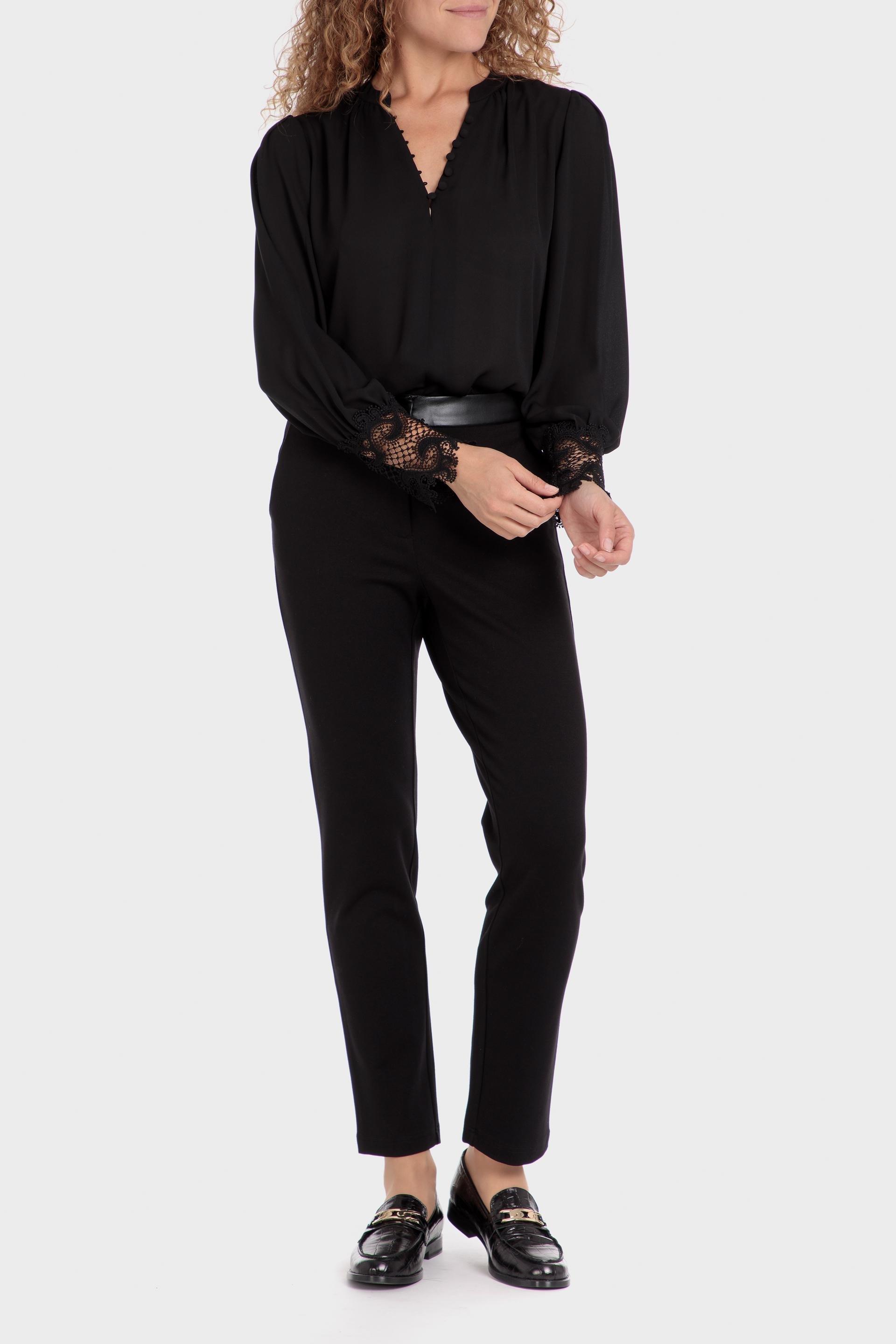 Black Lace Details Blouse, , large image number 1