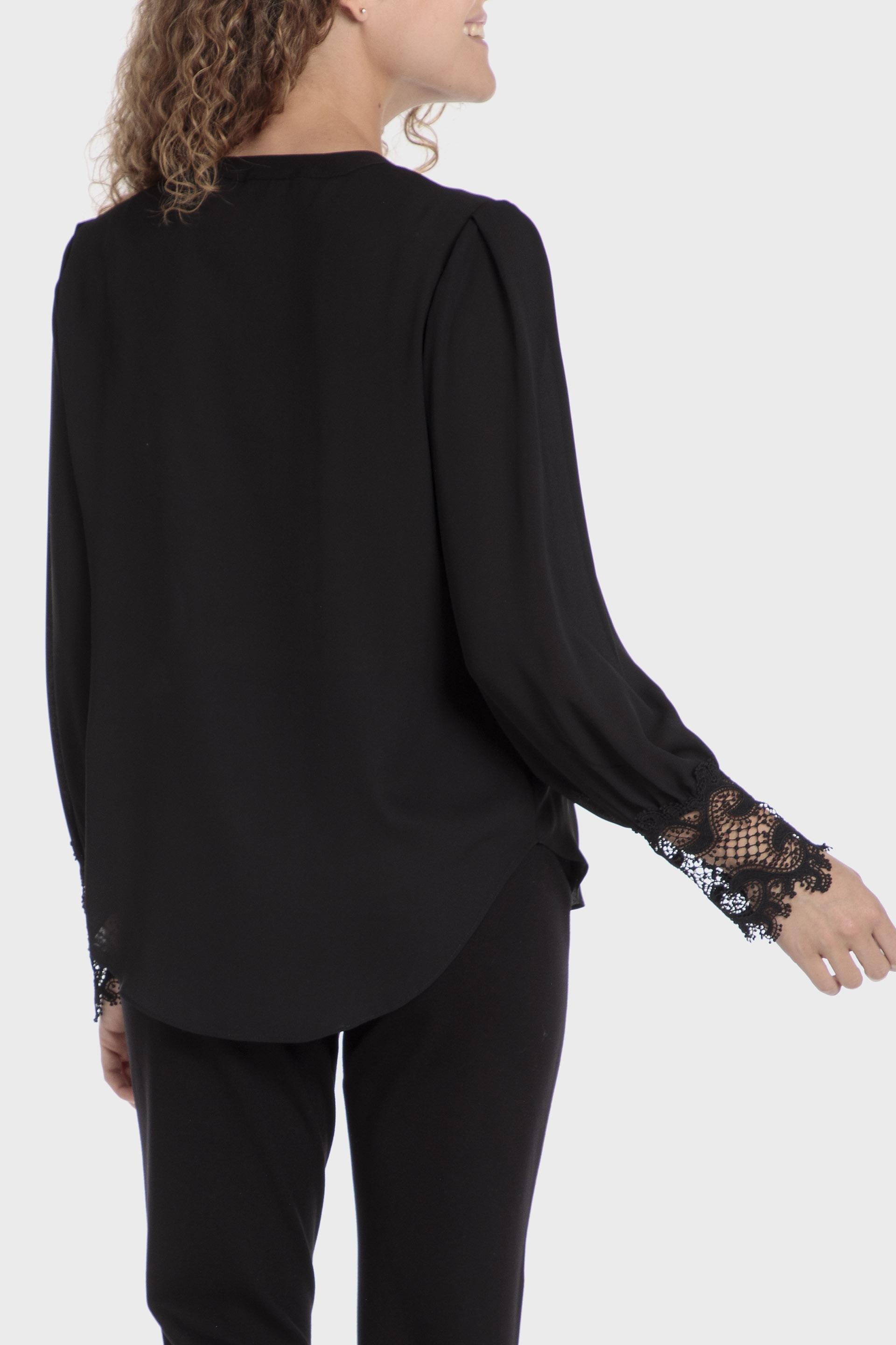 Black Lace Details Blouse, , large image number 2