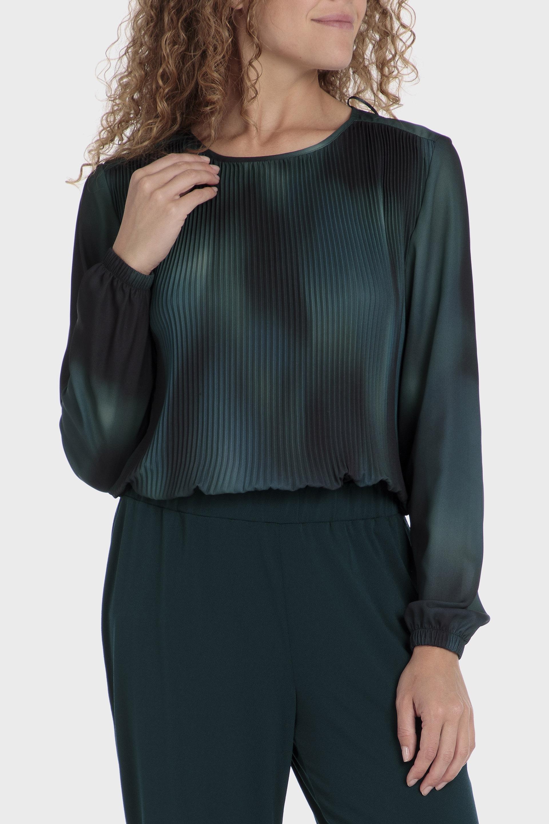 Green Textured Cropped Blouse, , large image number 0